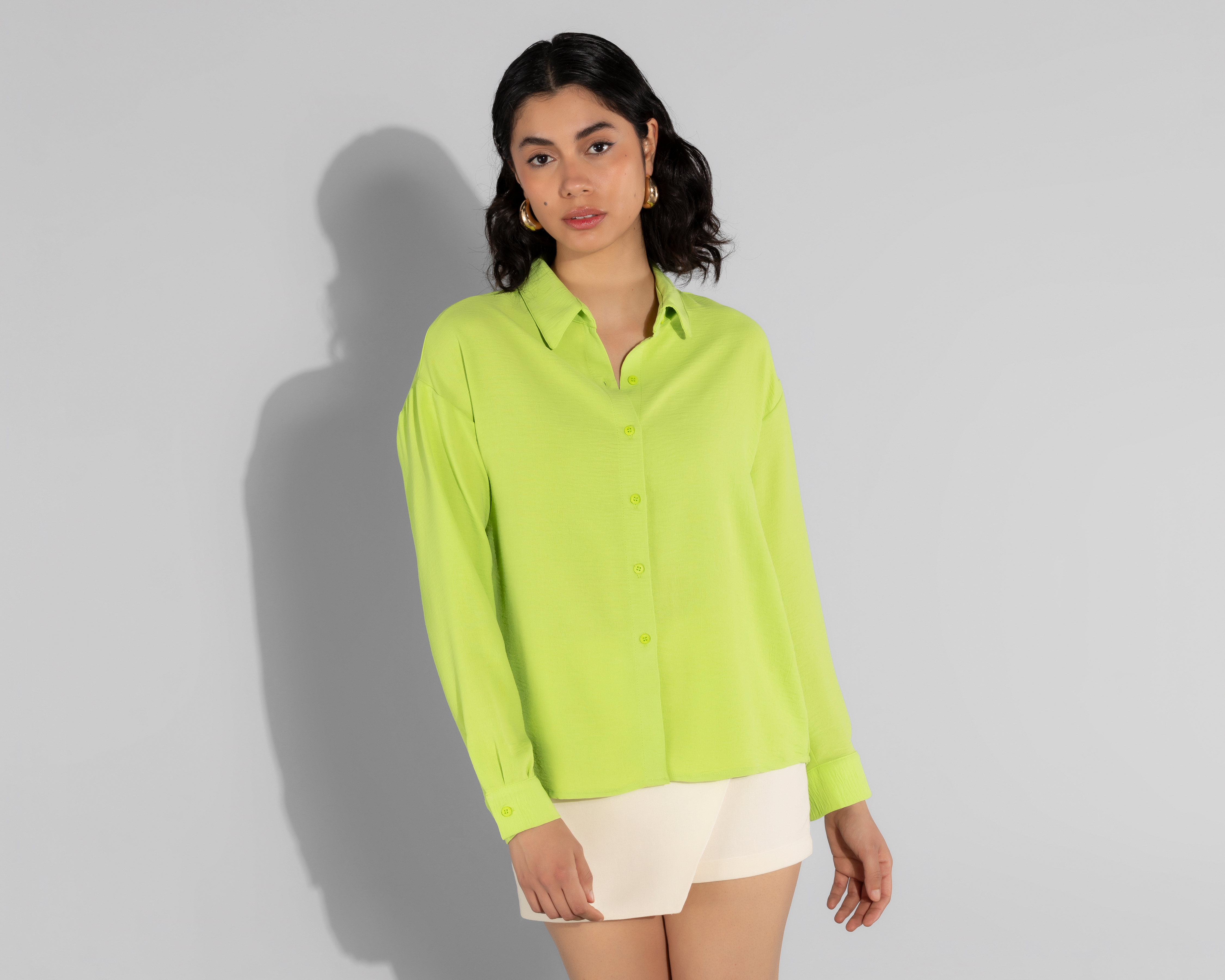 Blusa Thinner Manga Larga Verde Limón