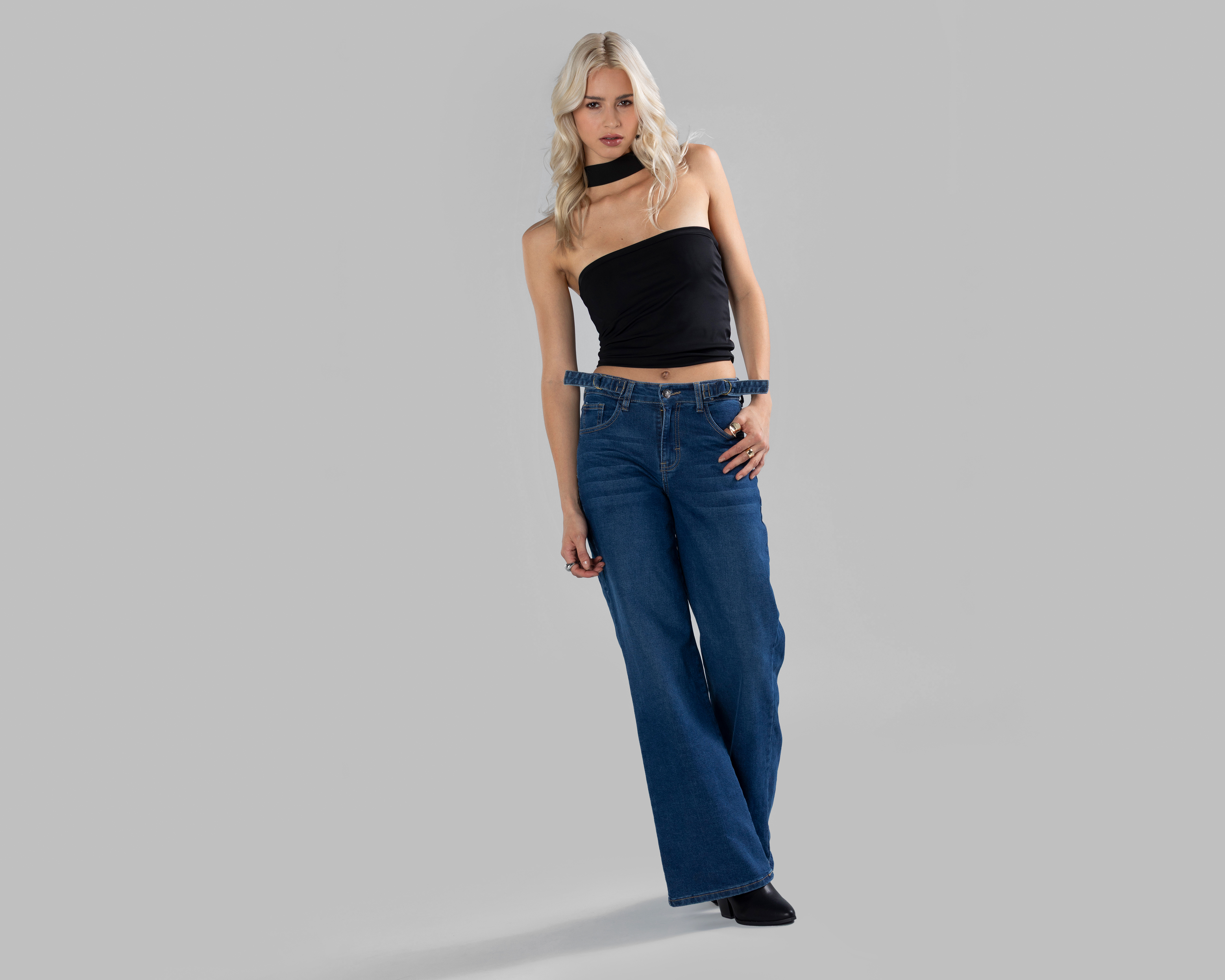 Crop Top Strona Negro para Mujer