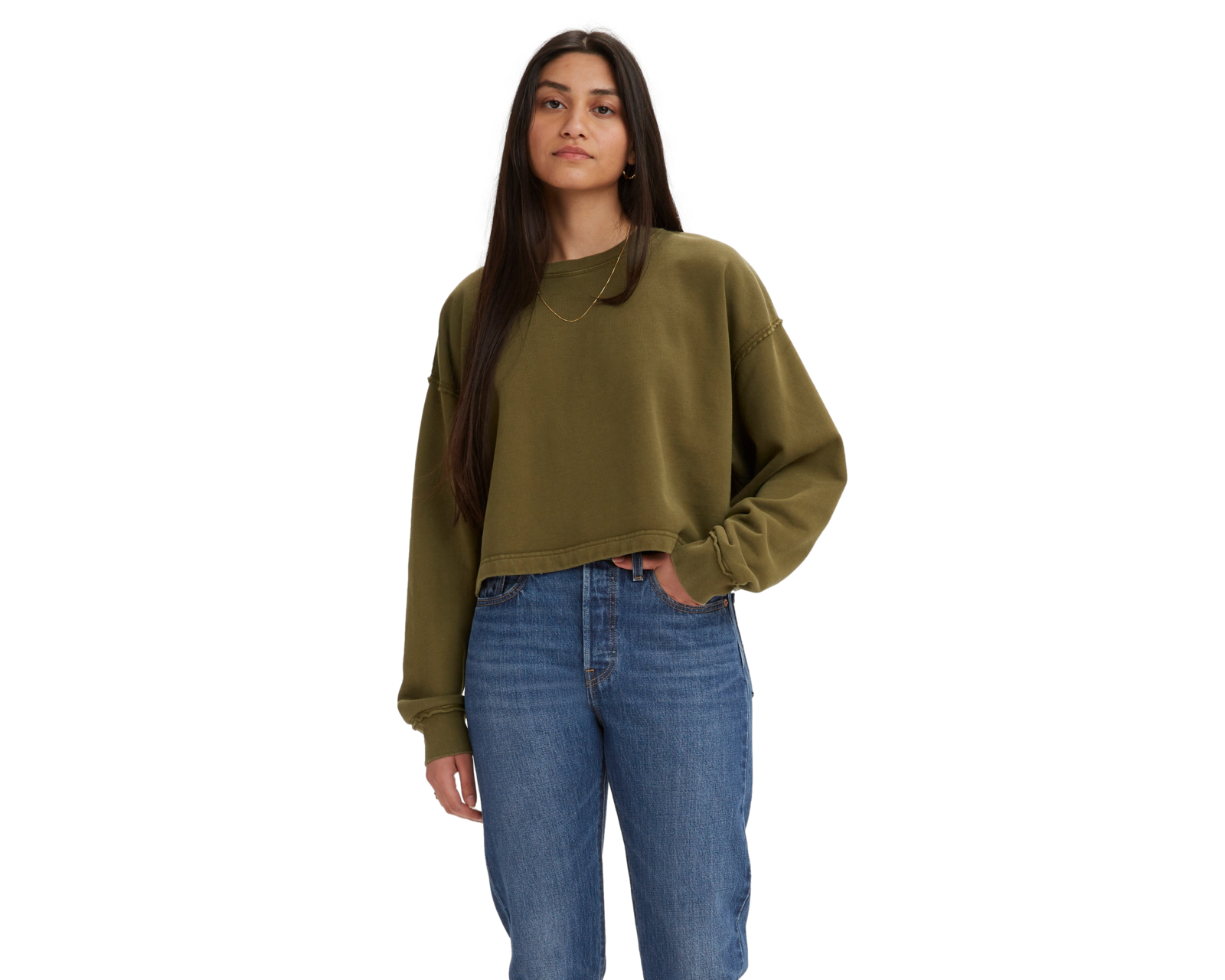 Foto 2 pulgar | Foto 1 | Sudadera de Algodón Verde Levi's para Mujer