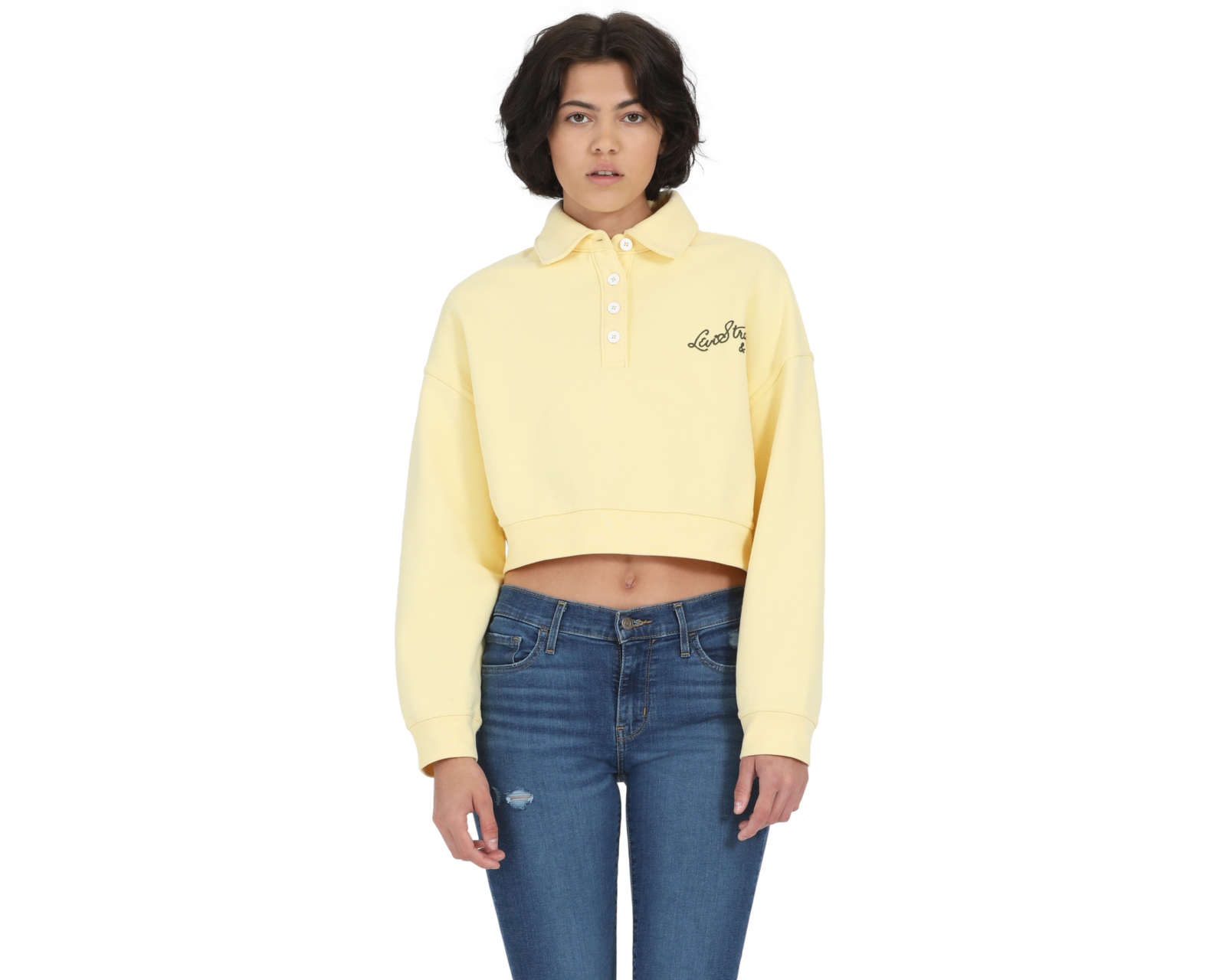 Foto 2 pulgar | Foto 1 | Sudadera de Algodón Amarilla Levi's para Mujer