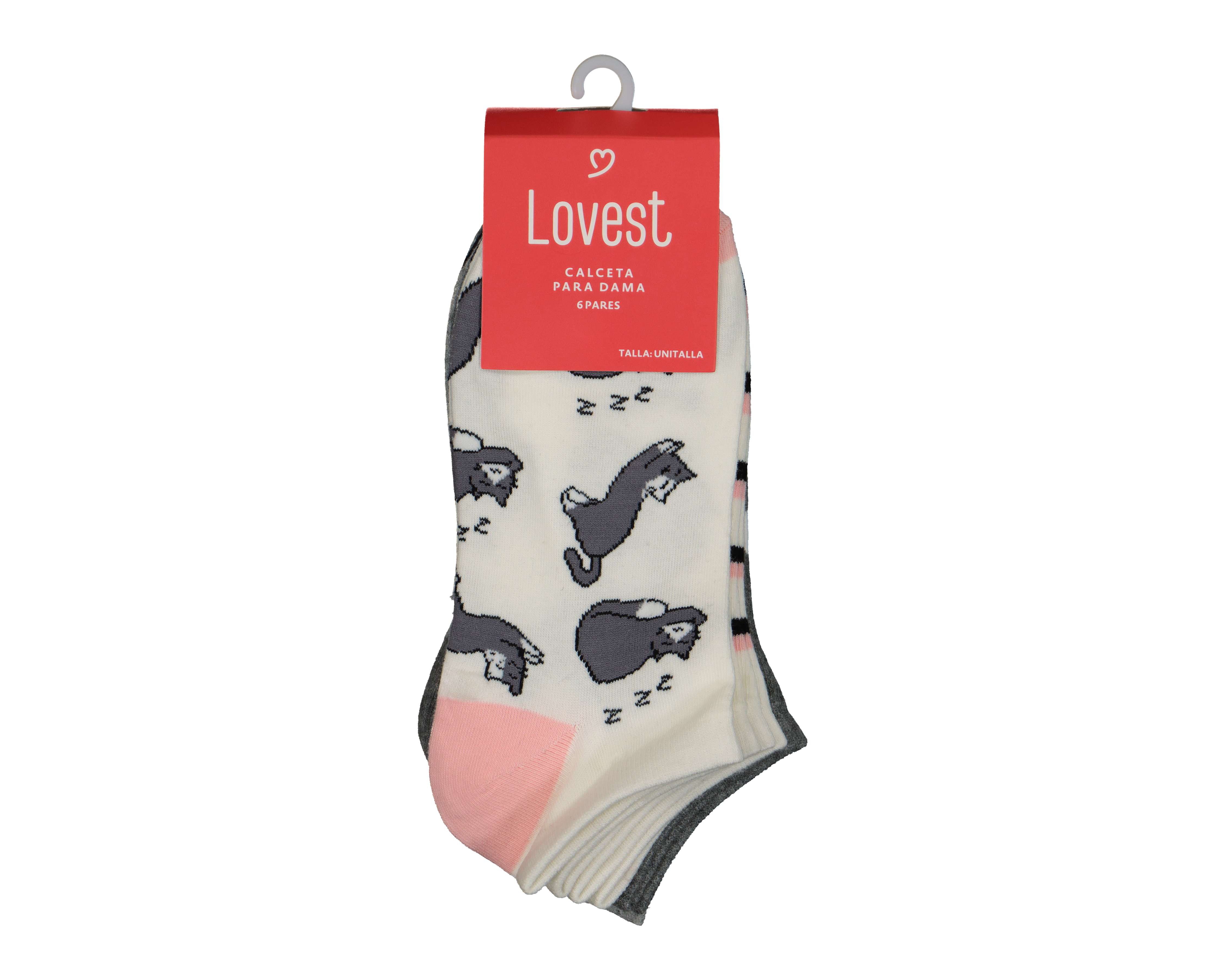 Foto 4 pulgar | Foto 3 | Calcetas Tines Lovest Estampadas para Mujer 6 Pares