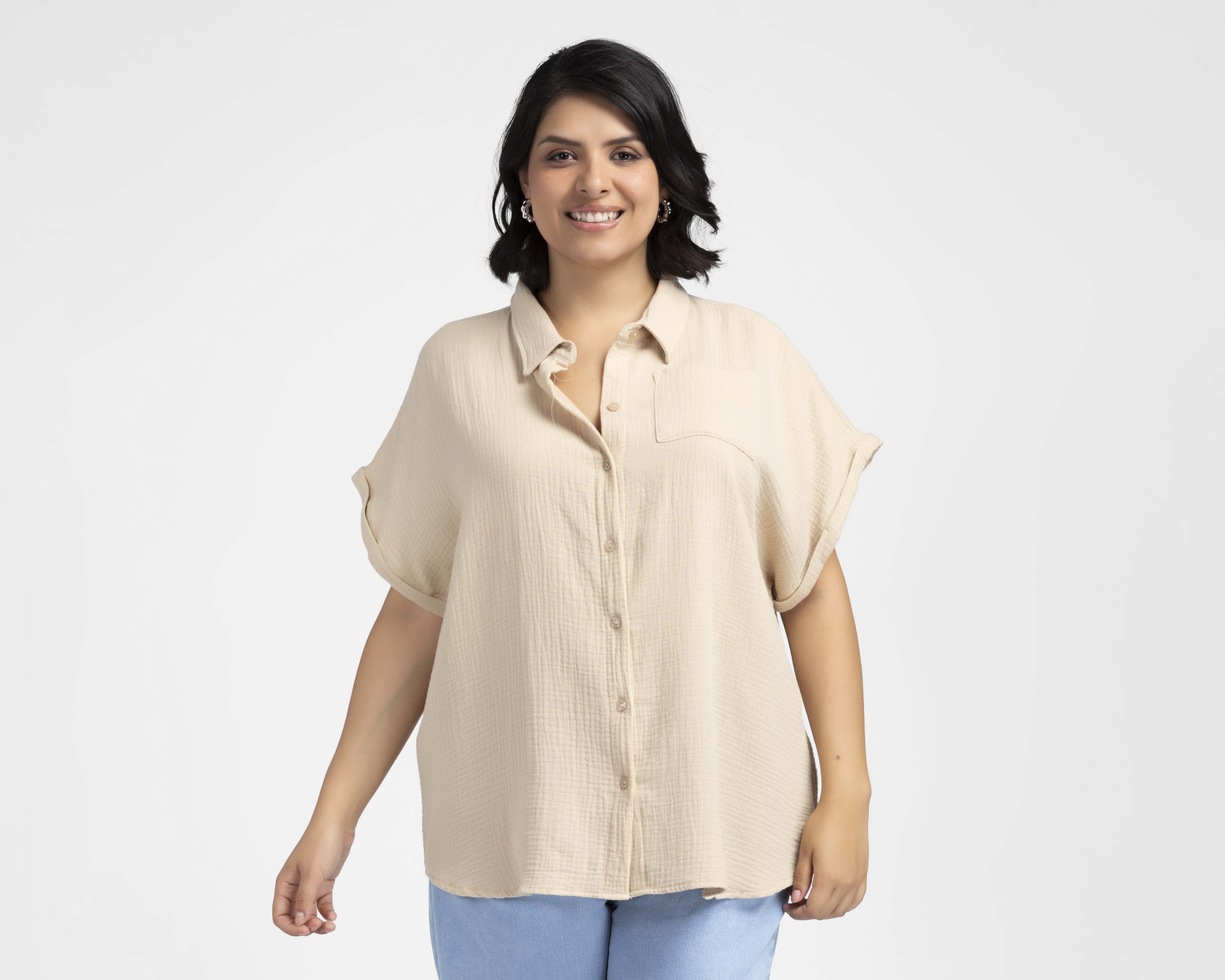 Foto 2 pulgar | Foto 1 | Blusa Manga Corta Sahara para Mujer