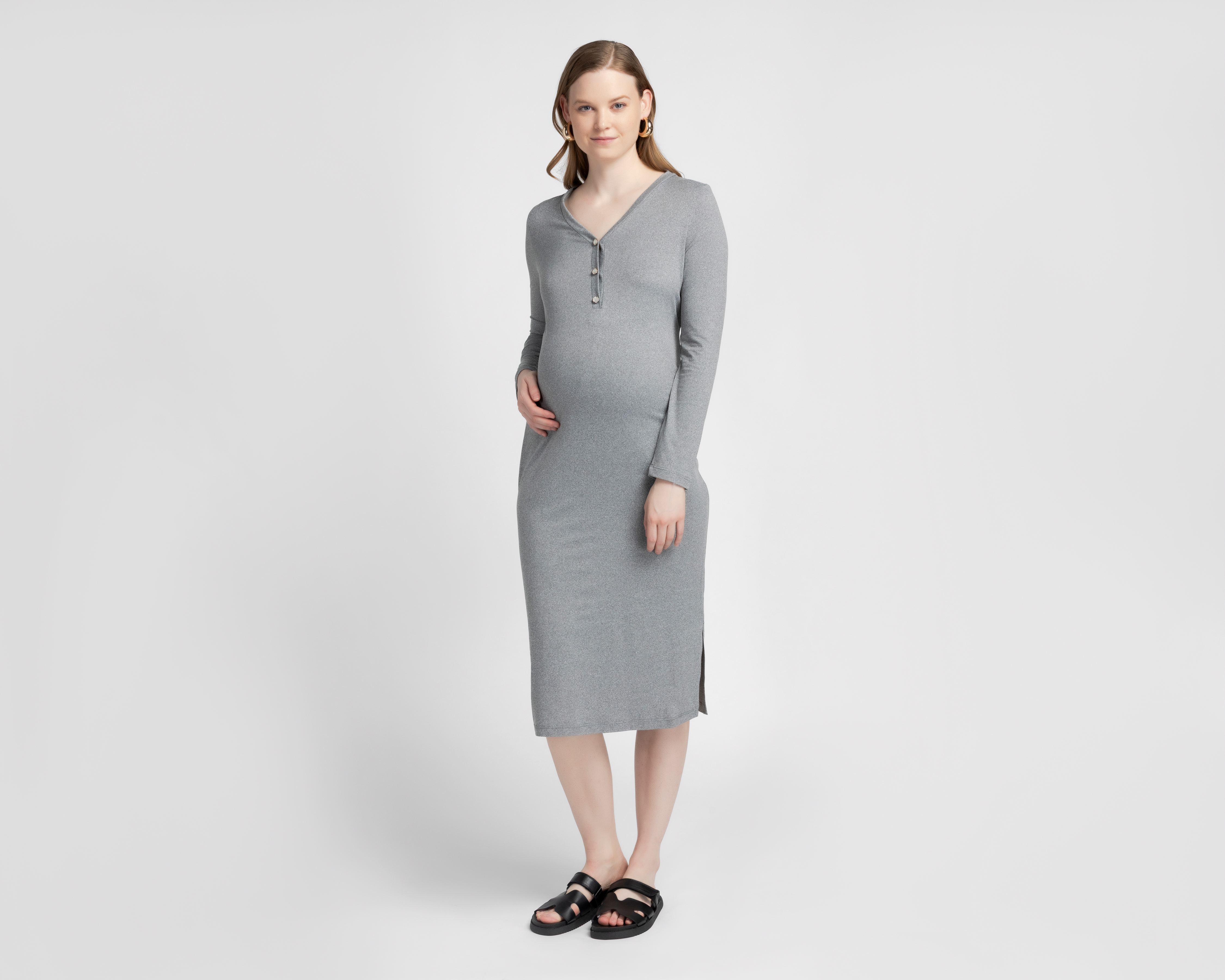 Vestido de Maternidad Manga Larga Mamá Bella