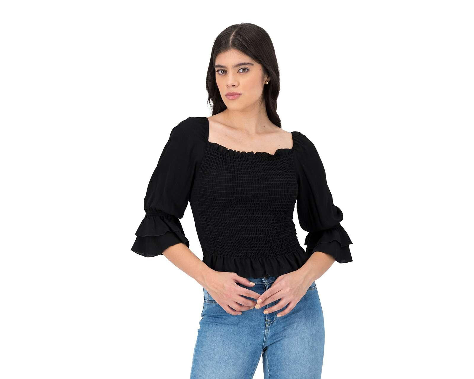 Foto 3 pulgar | Foto 2 | Blusa Sahara Manga 3/4 con Holán