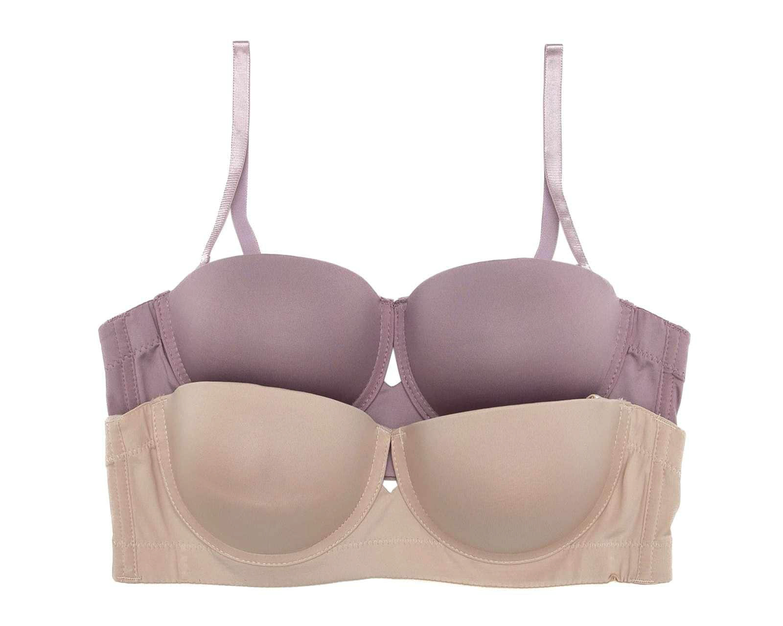 Brasier Strapless Beauty Secret Media Copa para Mujer 2 Pack