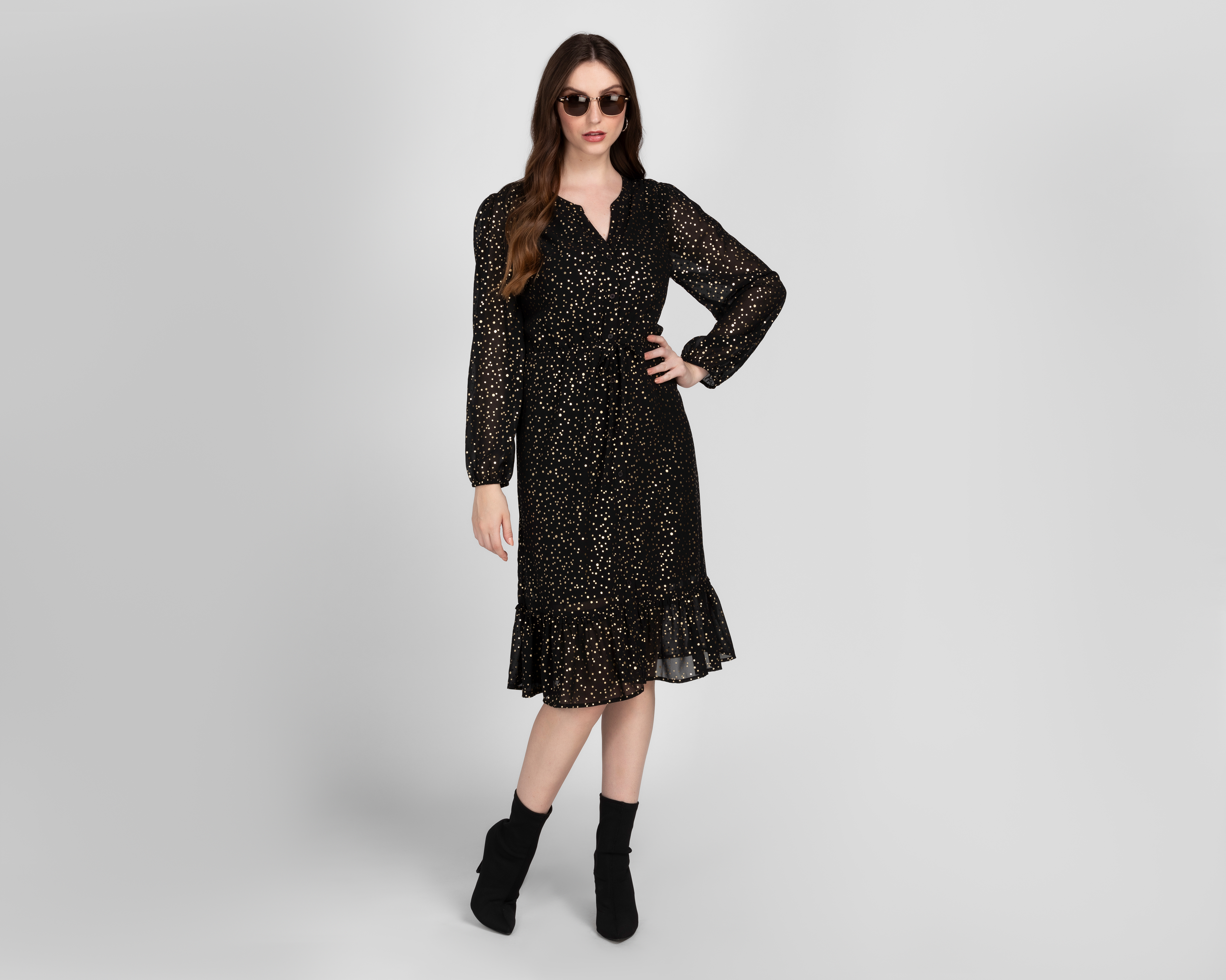 Foto 3 pulgar | Foto 2 | Vestido Casual Sahara con Puntos Negro