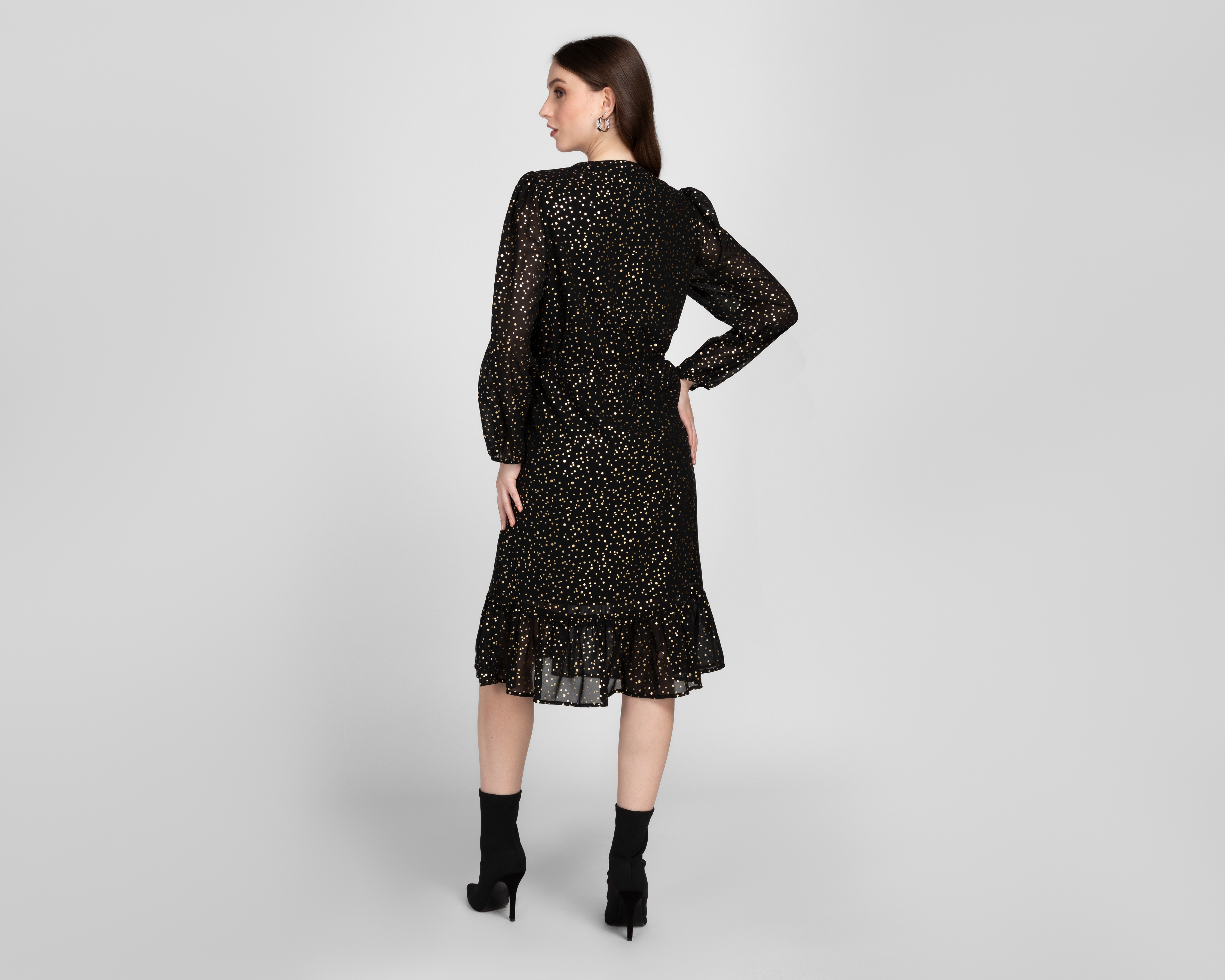 Foto 4 pulgar | Foto 3 | Vestido Casual Sahara con Puntos Negro