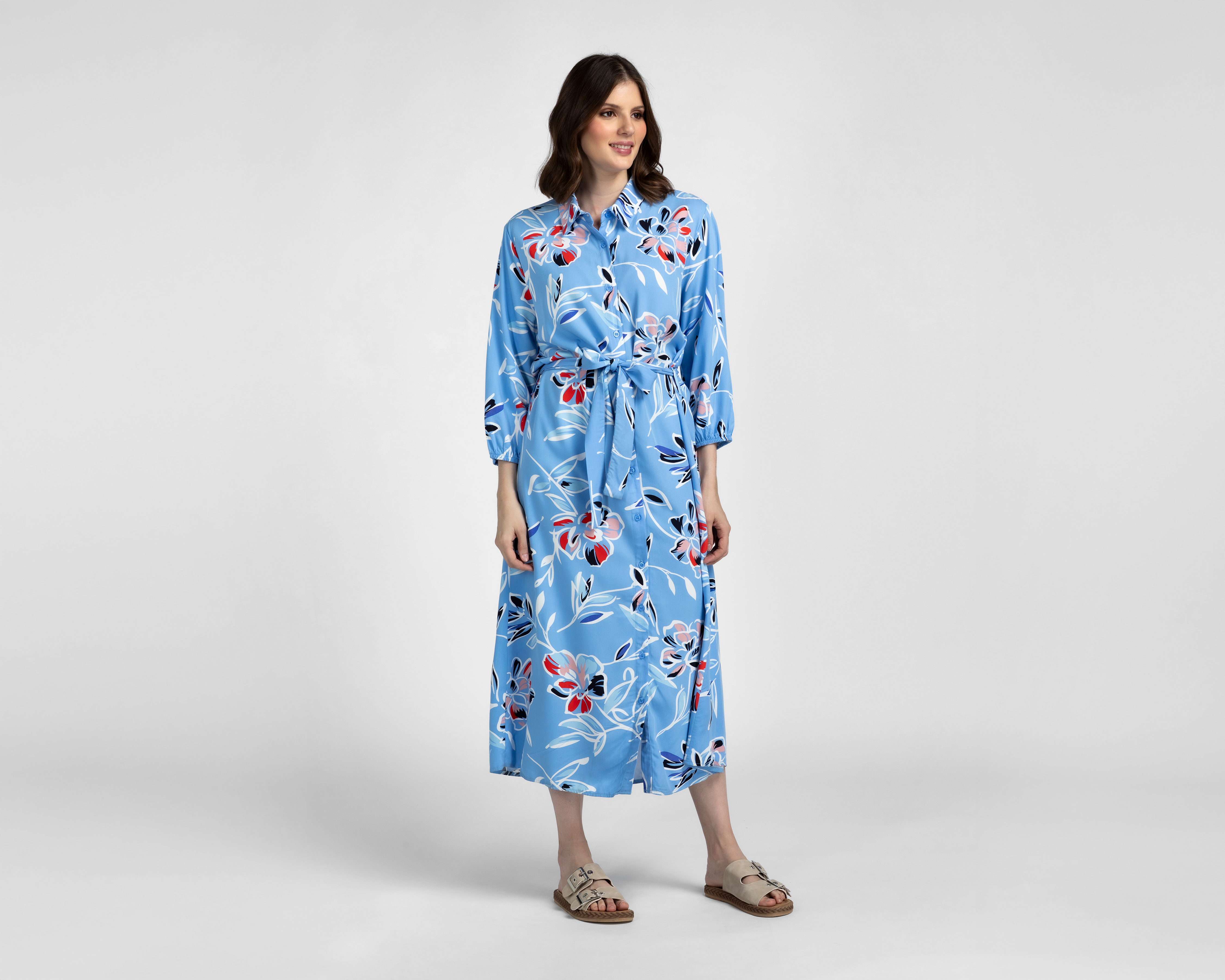Vestido Casual Sahara Midi Azul Floral