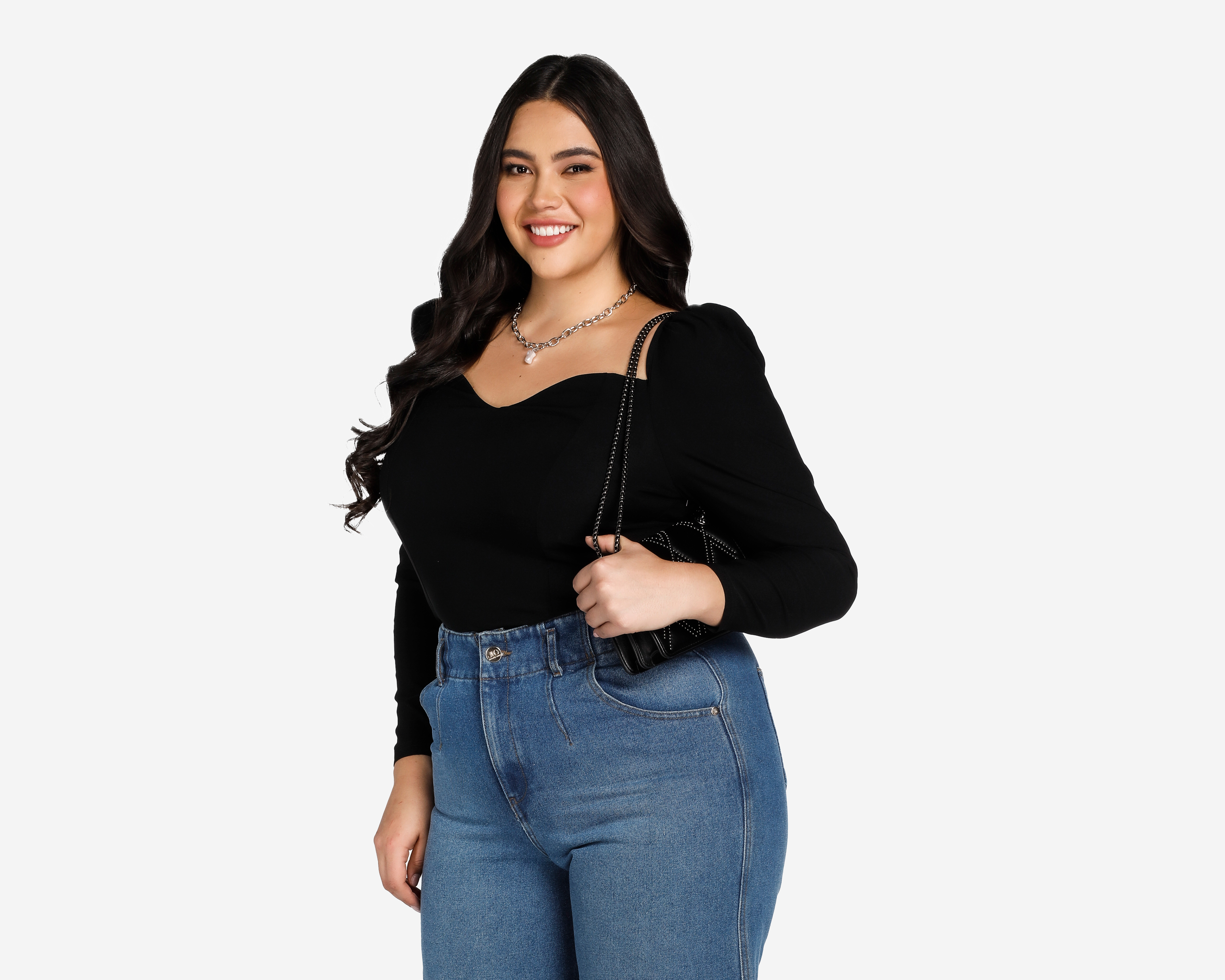 Blusa Thinner Manga Larga Negra