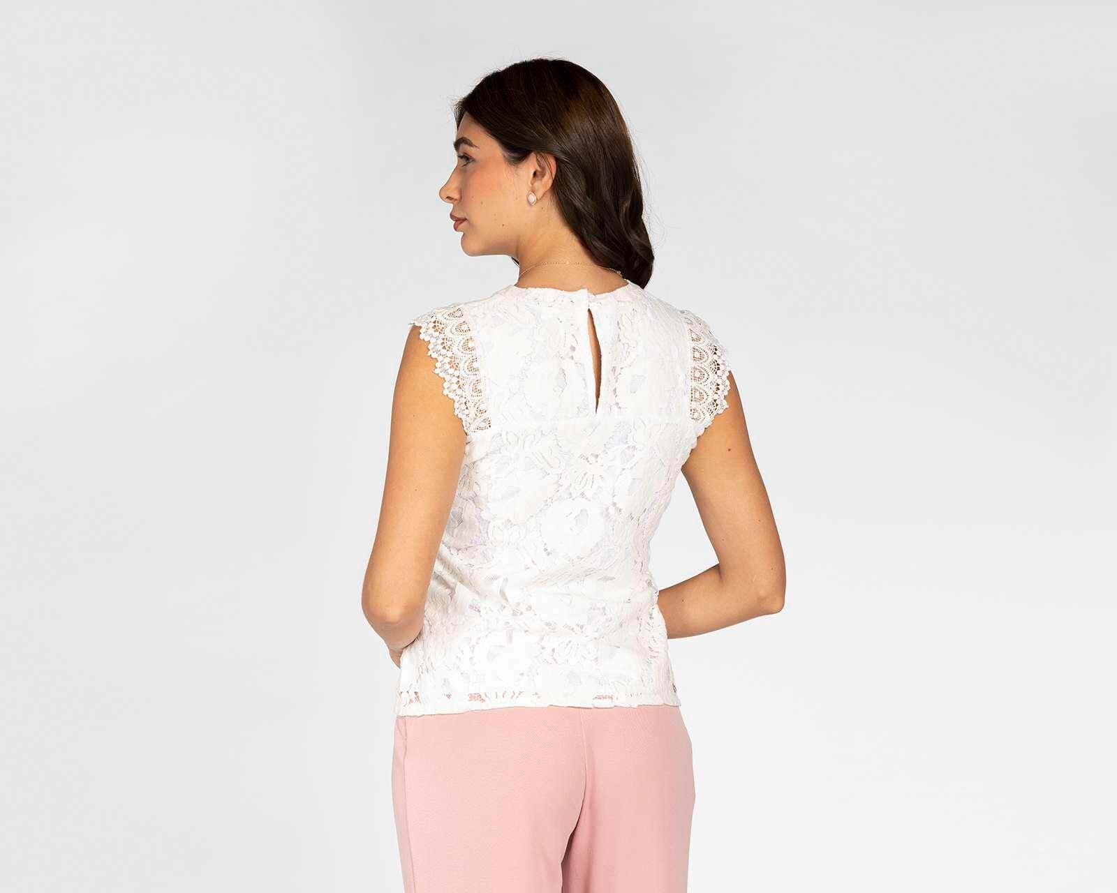 Foto 4 pulgar | Foto 3 | Blusa Sahara sin Mangas con Encaje