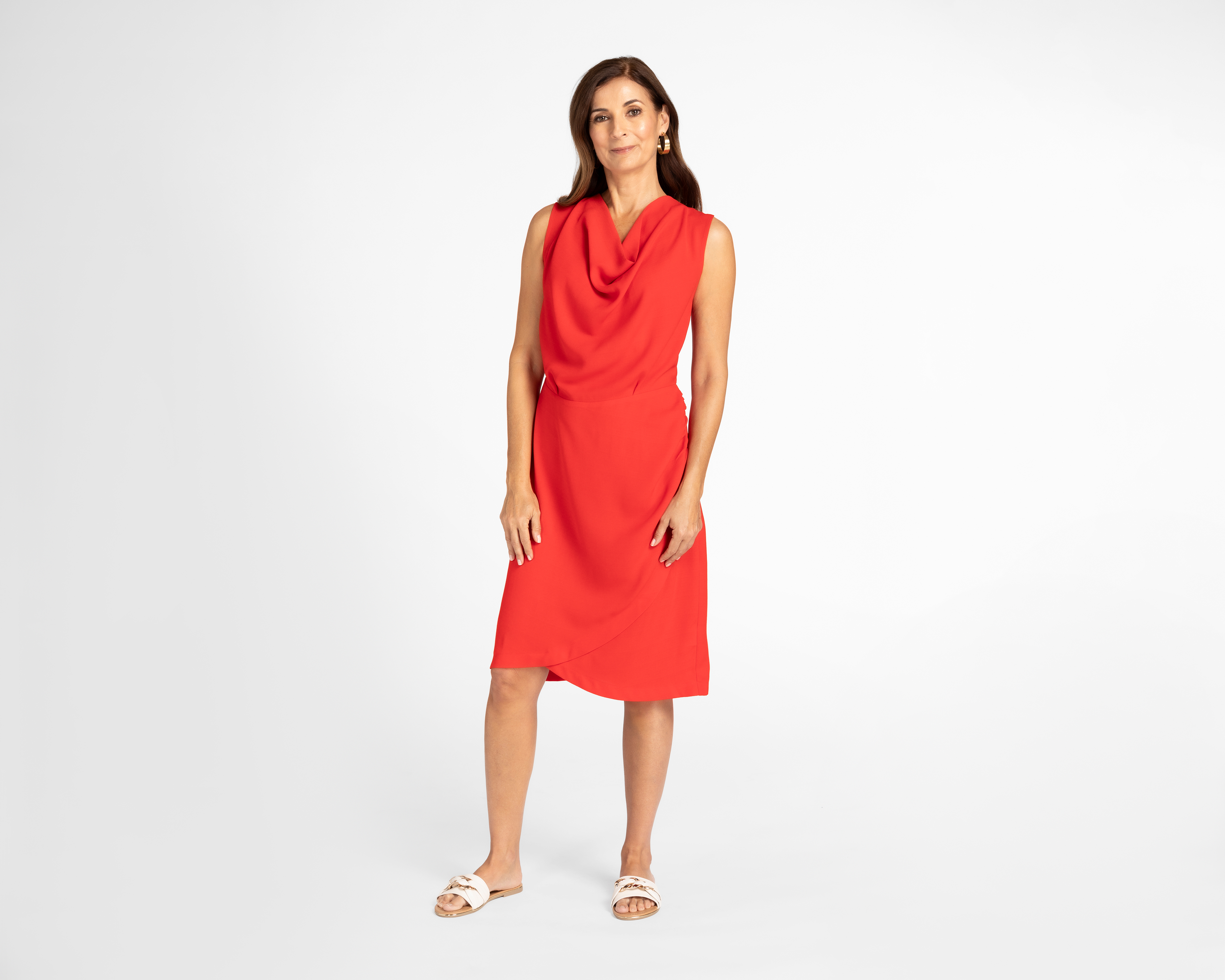 Vestido Sahara Formal Corto Rojo sin Mangas