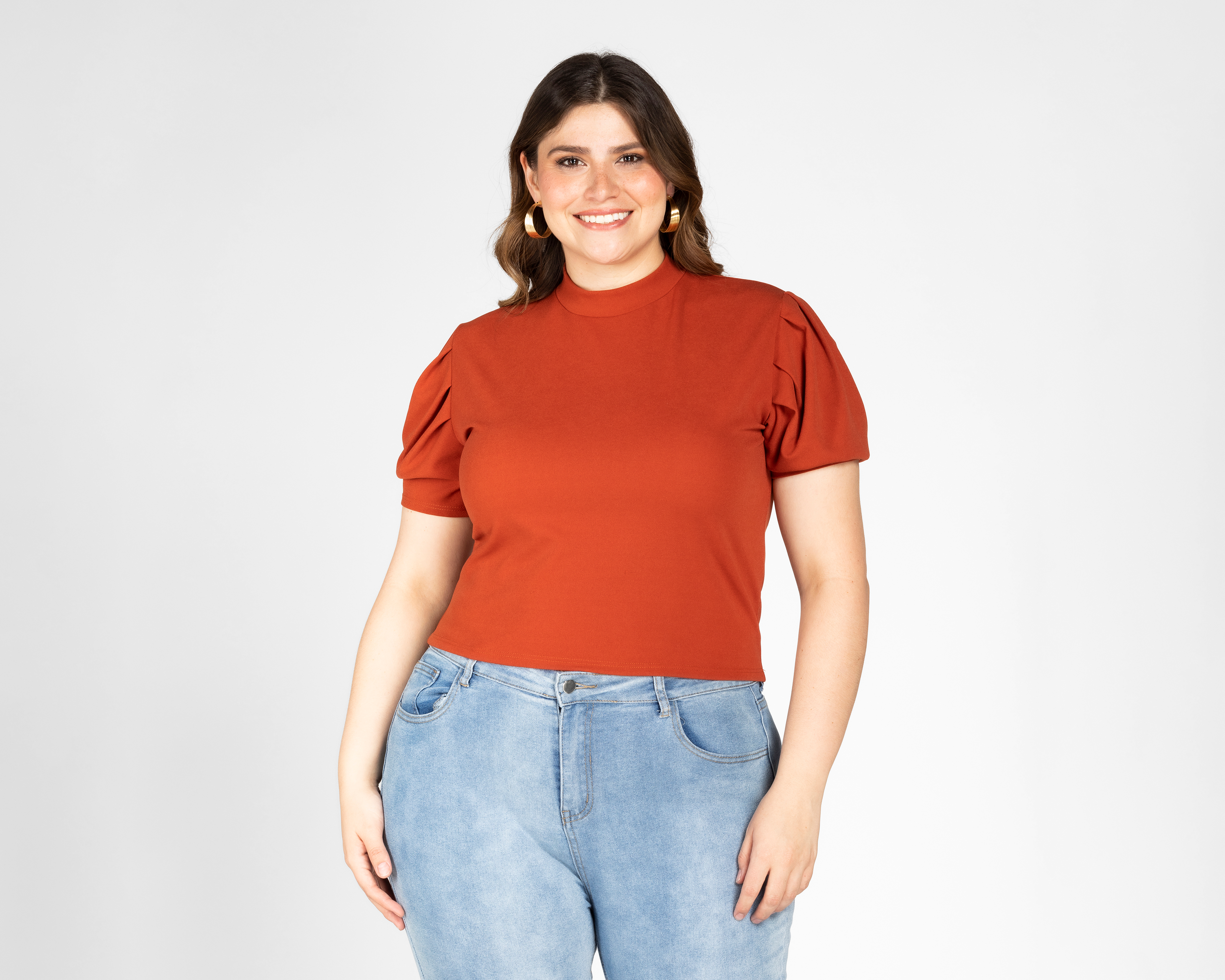 Blusa Jennifer Lopez Manga Corta Cuello Redondo