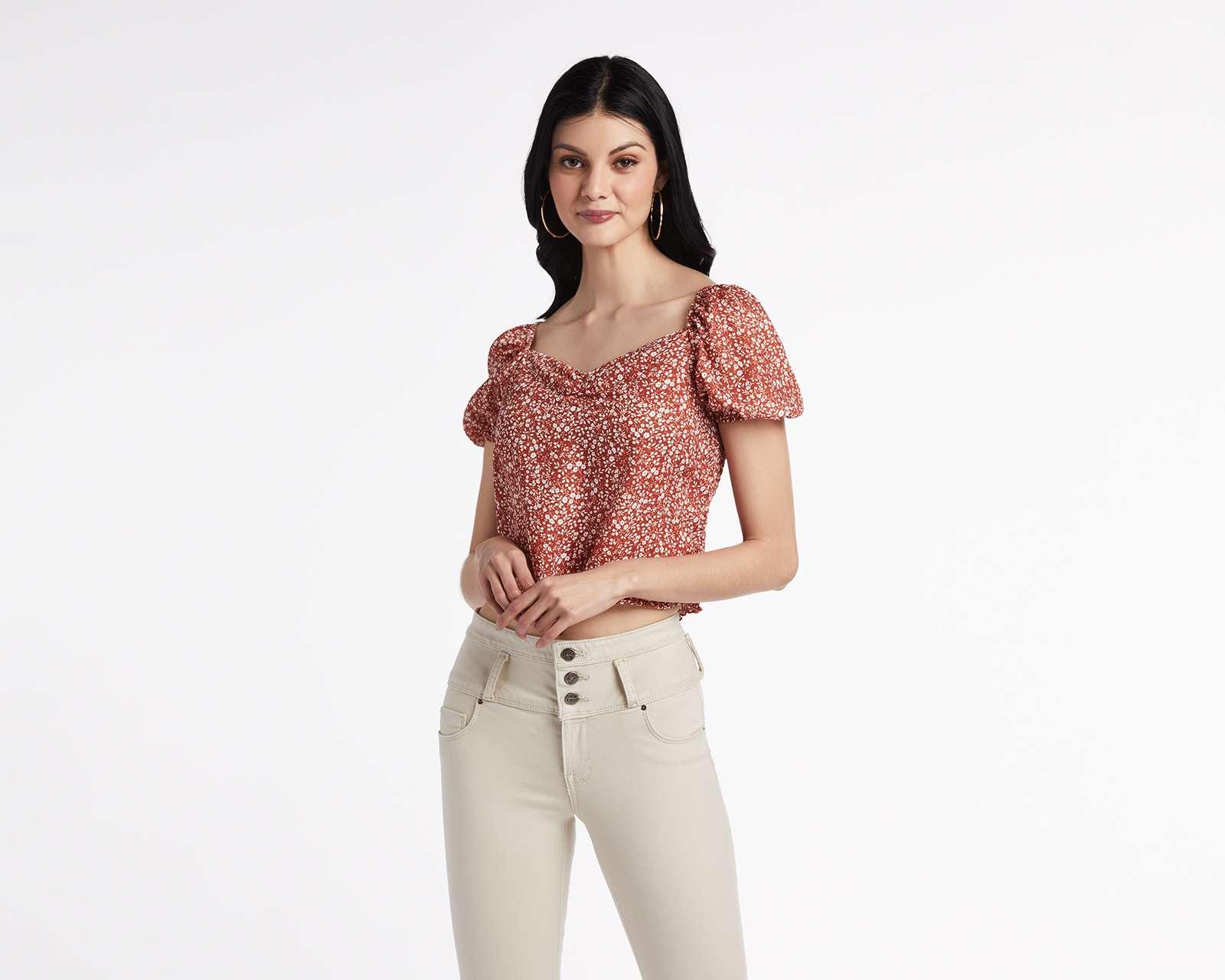 Blusa 18 Forever Manga Corta con Estampado Floral