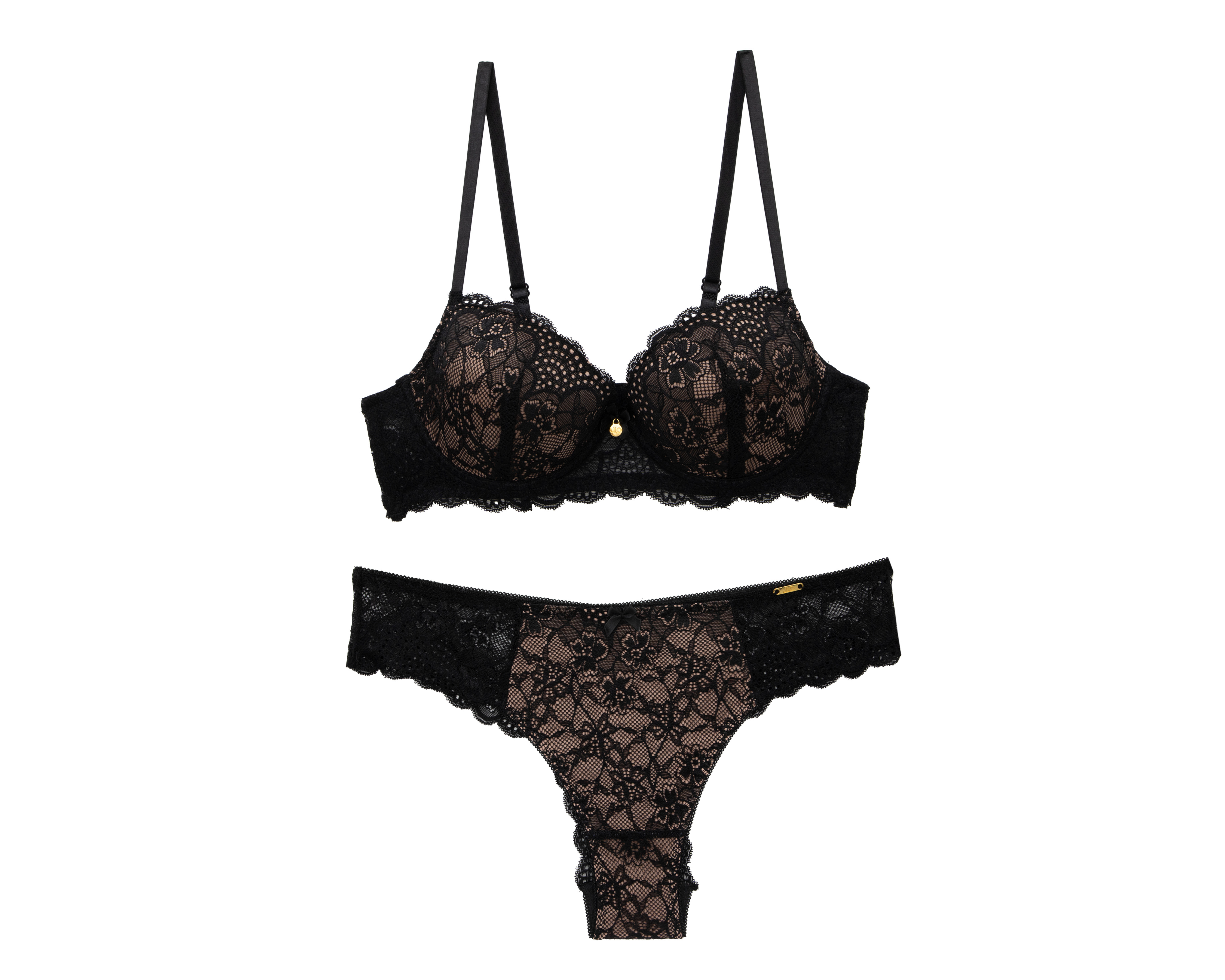 Foto 2 pulgar | Foto 1 | Coordinado de Encaje Copa Completa Negro Jennifer Lopez