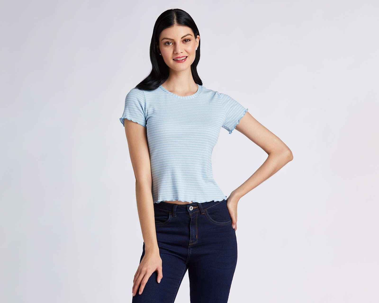 Playera Refill Manga Corta con Rayas