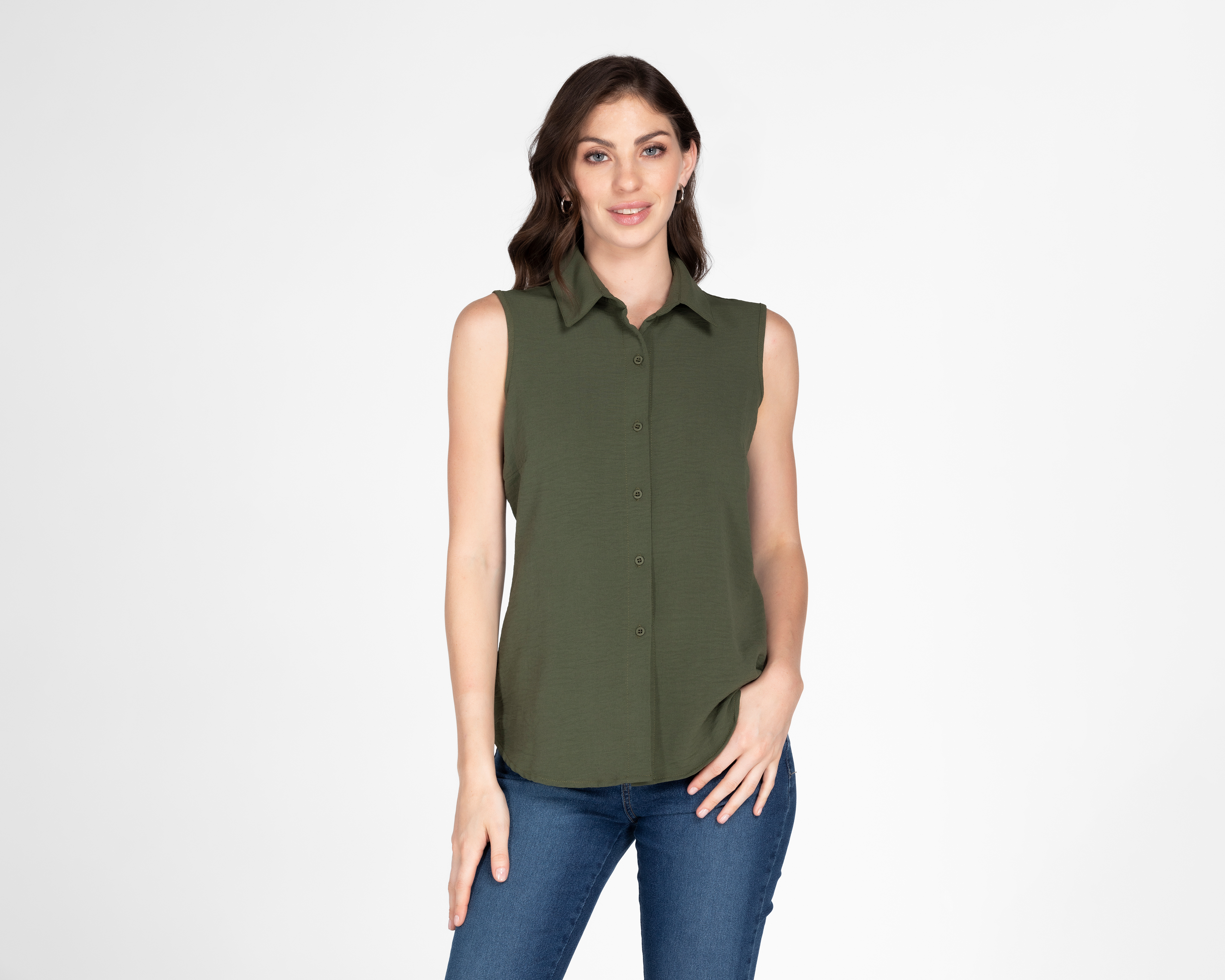 Blusa Jennifer Lopez sin Mangas con Botones