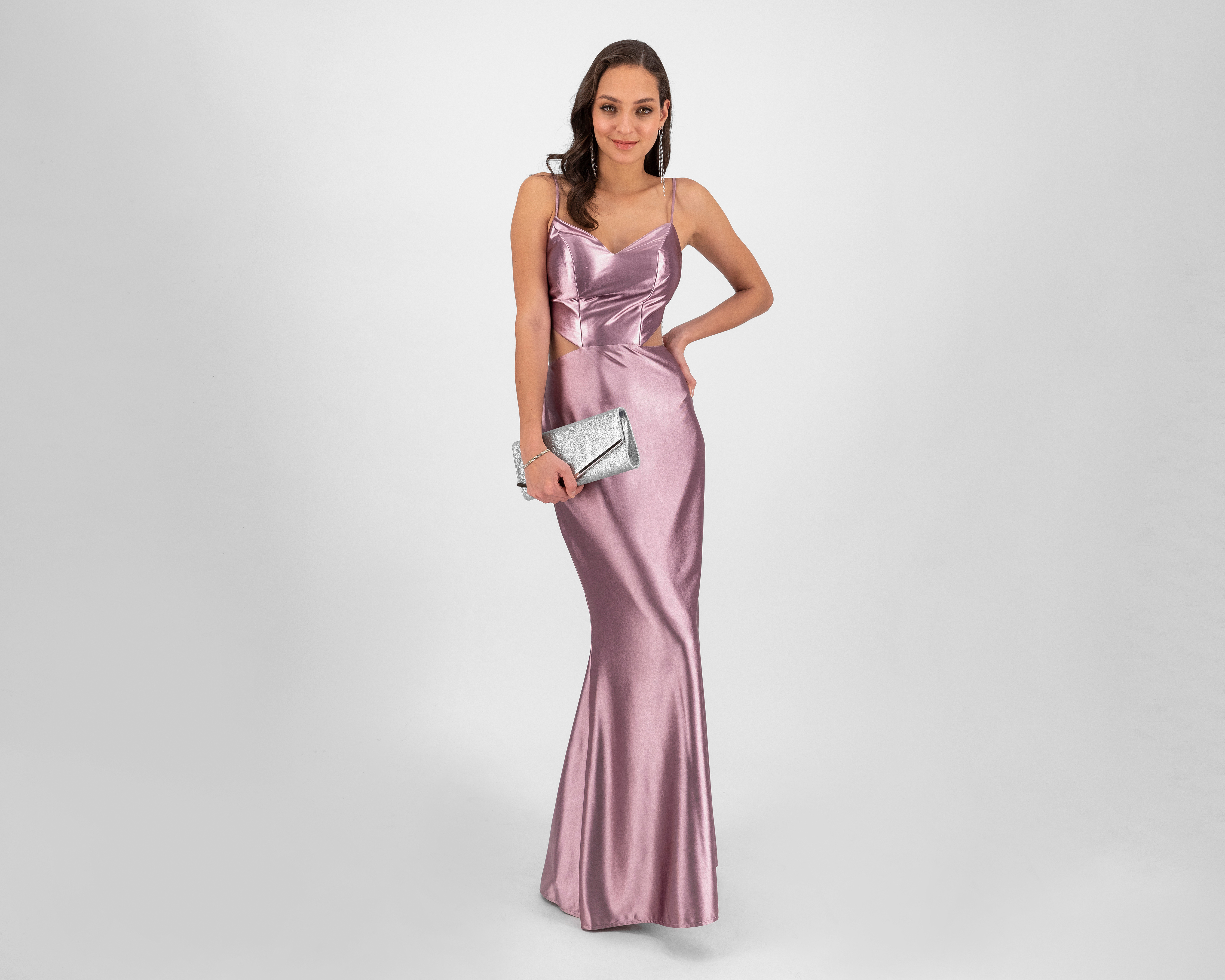 Vestido Sahara de Noche Largo de Tirantes con Aberturas en Costados