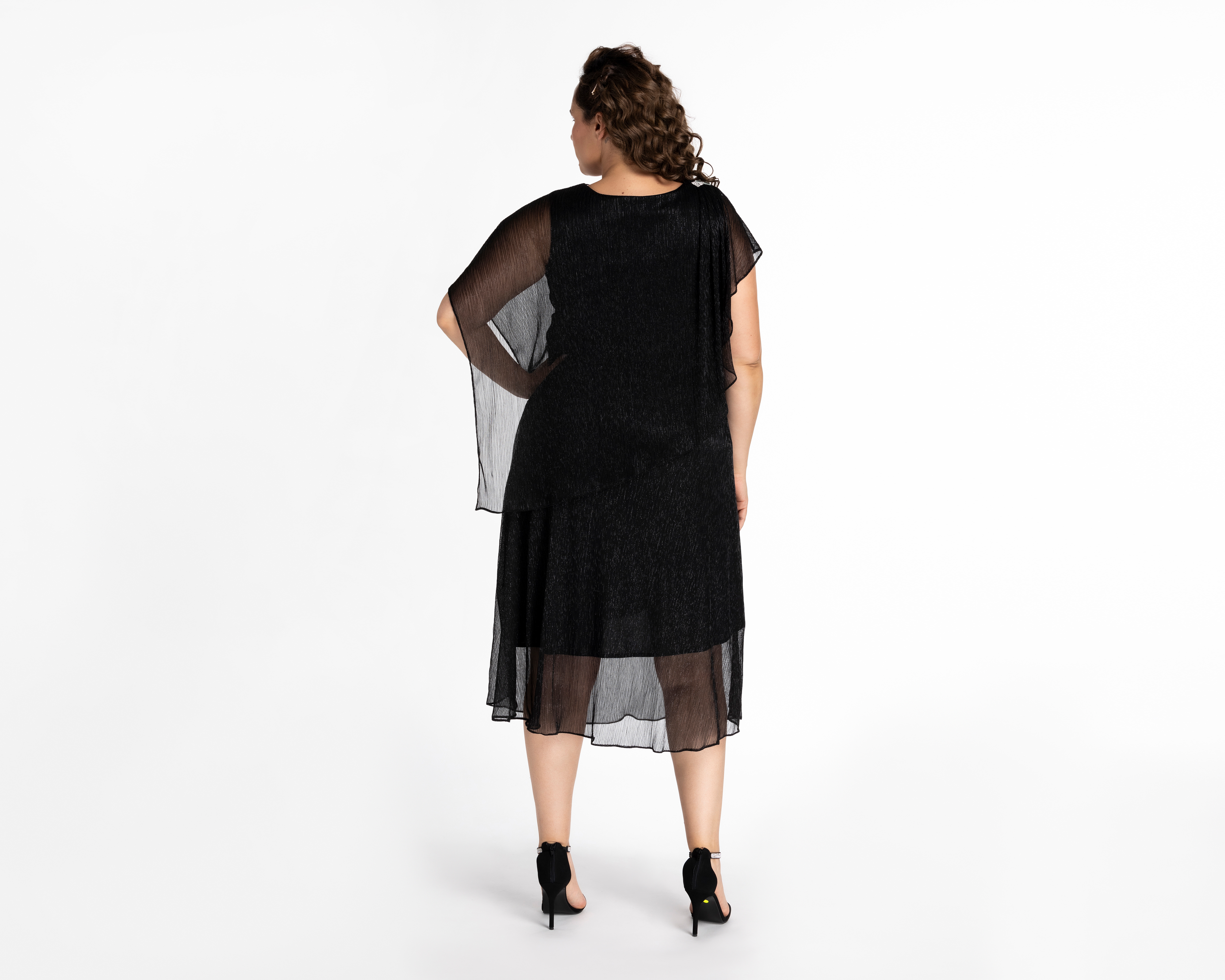 Foto 4 pulgar | Foto 3 | Vestido Sahara de Fiesta Negro Largo con Acabado Brilloso