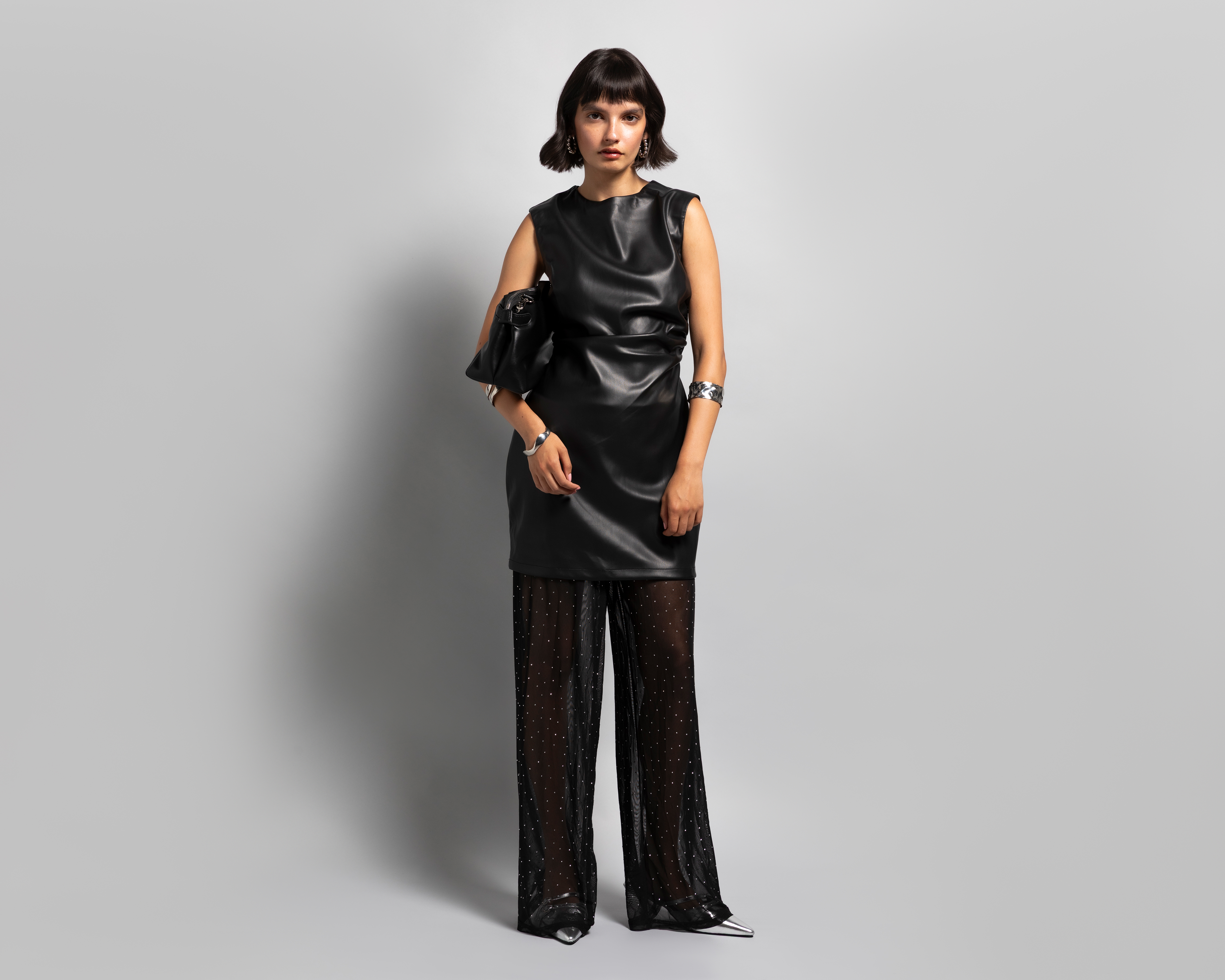 Vestido Casual Strona Negro sin Mangas Corto para Mujer