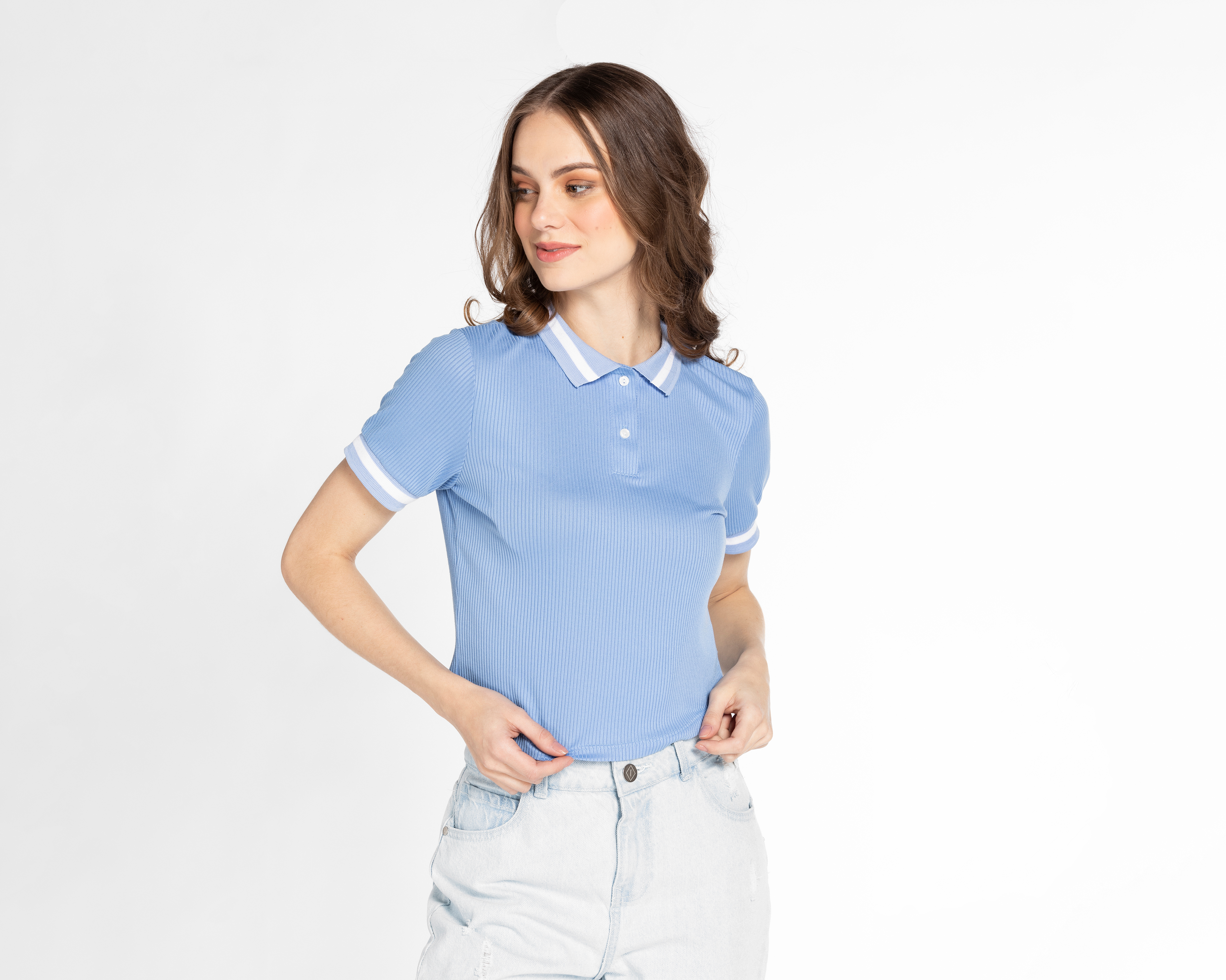 Foto 1 | Foto 1 | Playera Refill Cuello Polo Azul