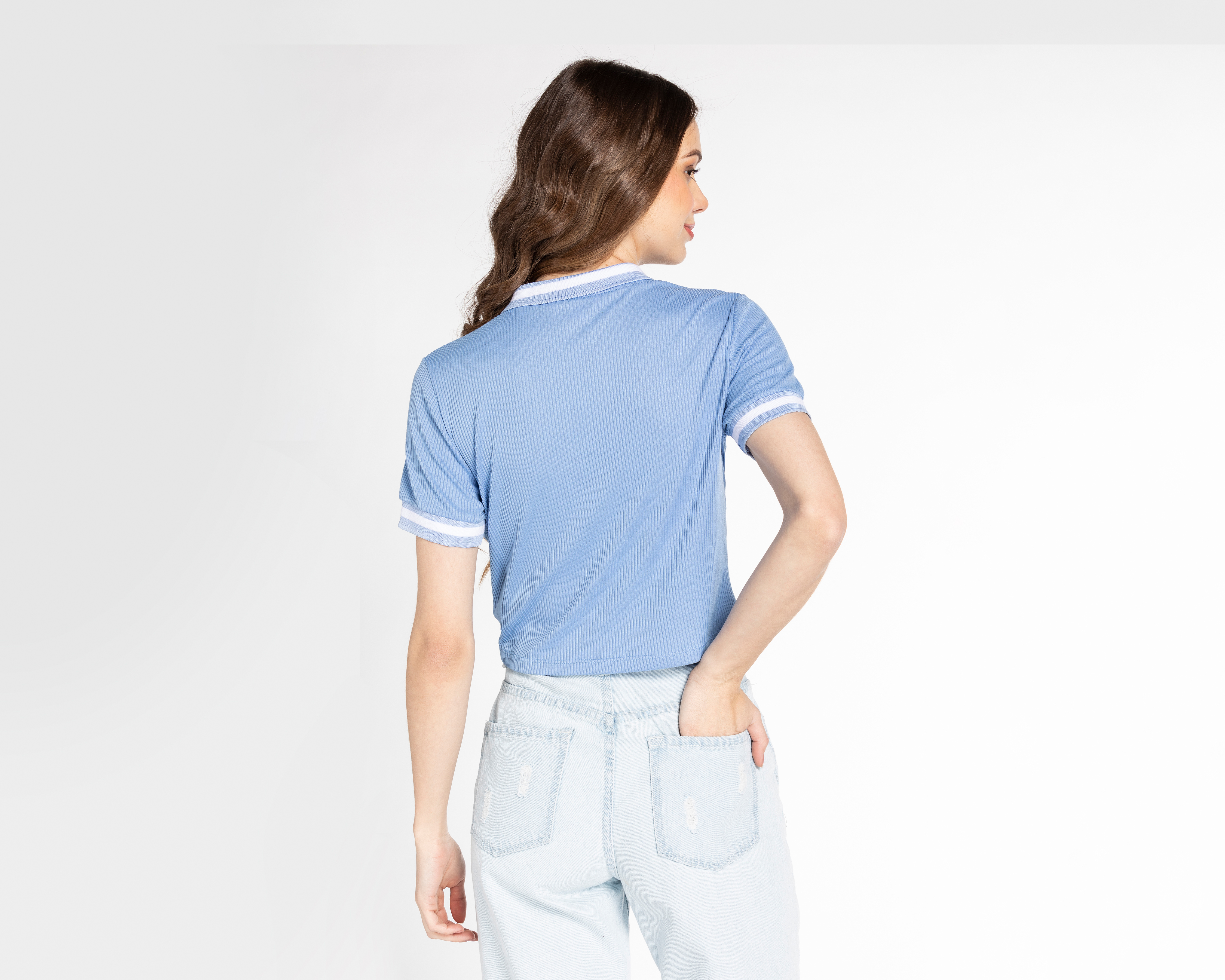 Foto 3 | Foto 3 | Playera Refill Cuello Polo Azul