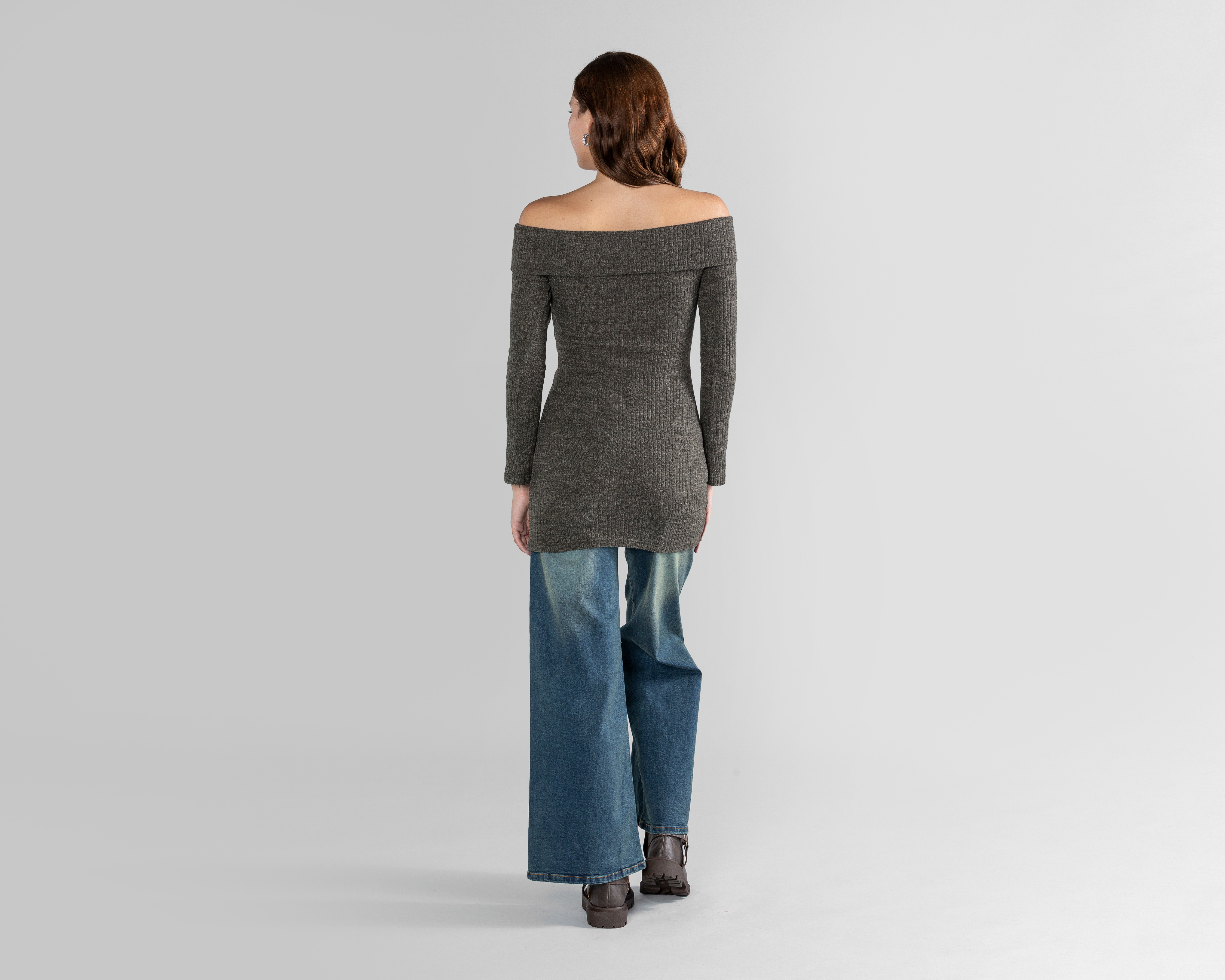 Foto 4 pulgar | Foto 3 | Vestido Casual Strona Corto Manga Larga Gris para Mujer