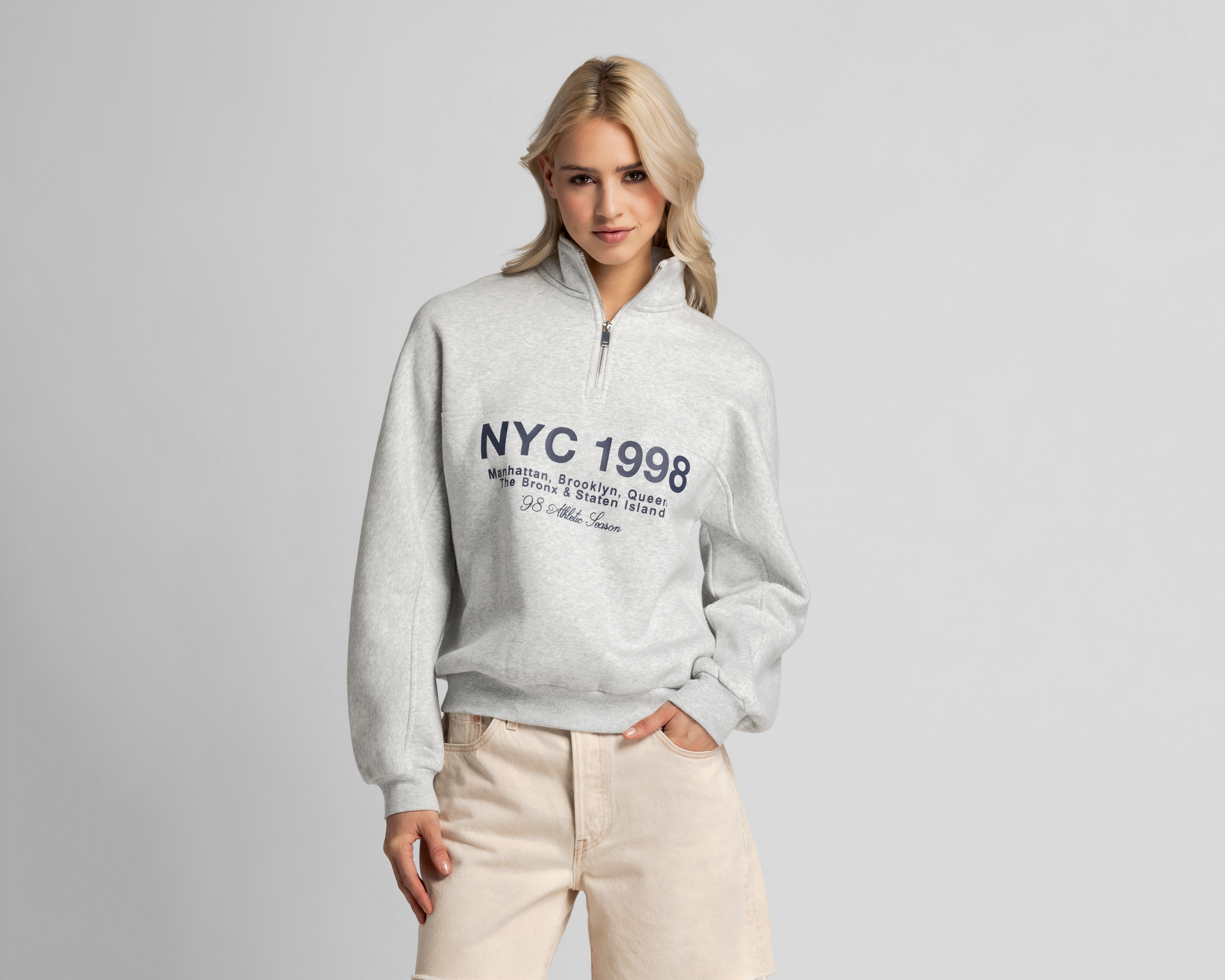 Sudadera con Cierre en Cuello Refill para Mujer