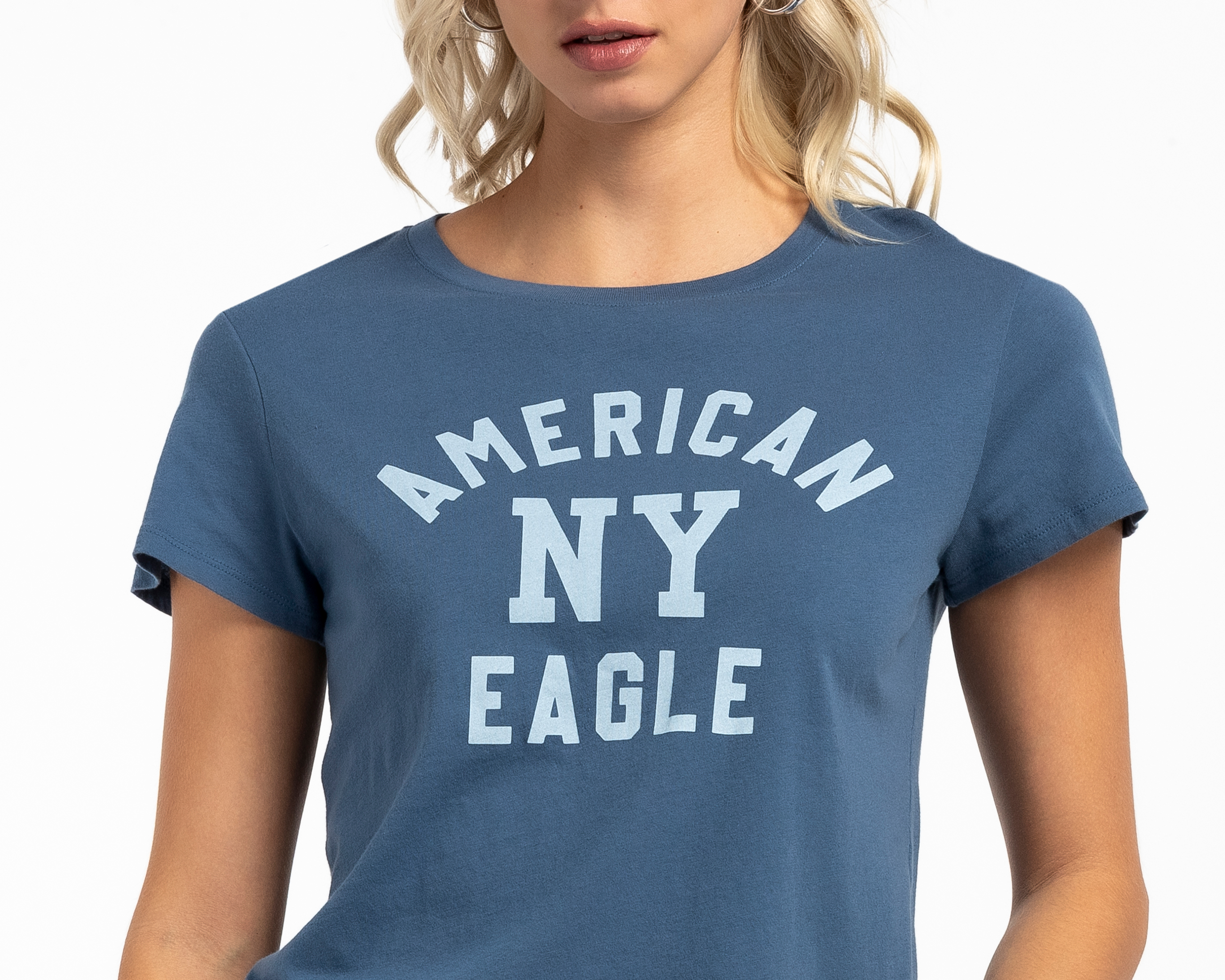 Foto 5 pulgar | Foto 4 | Playera Azul American Eagle para Mujer