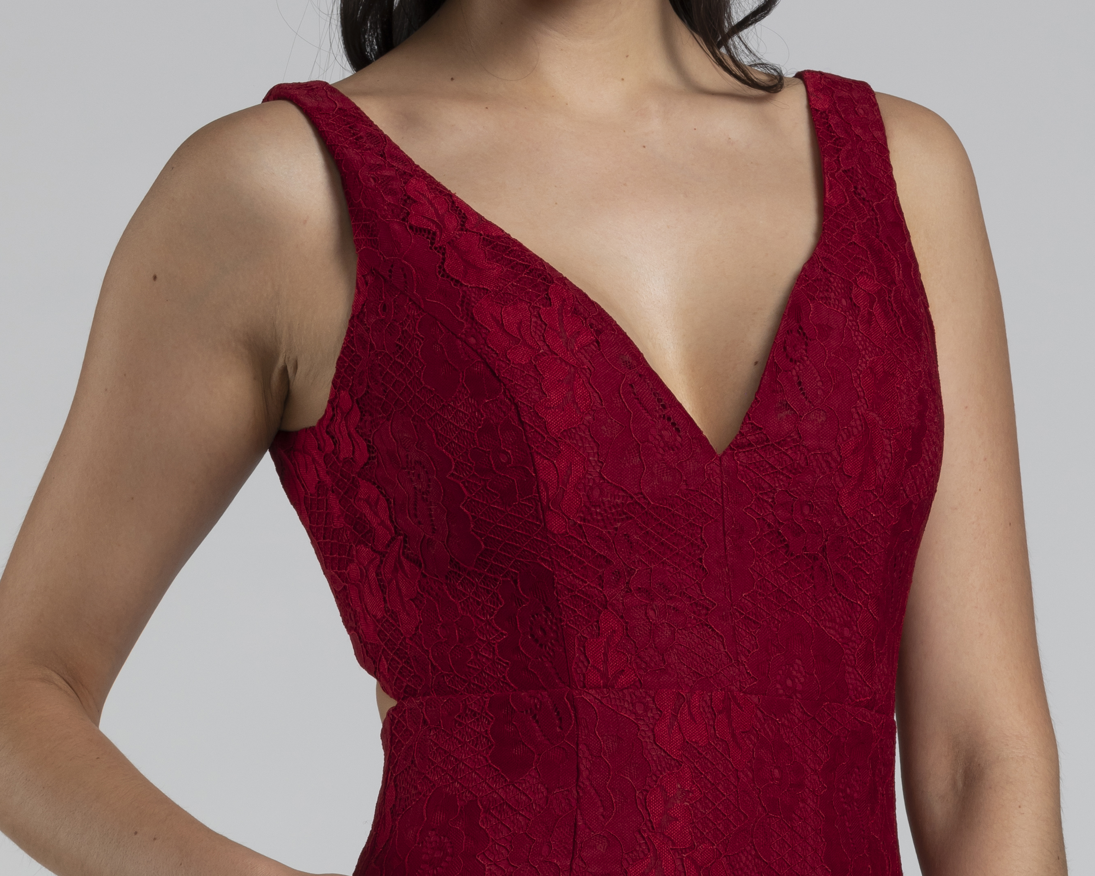 Foto 5 pulgar | Foto 4 | Vestido Minuet de Fiesta Largo Cuello V Tinto