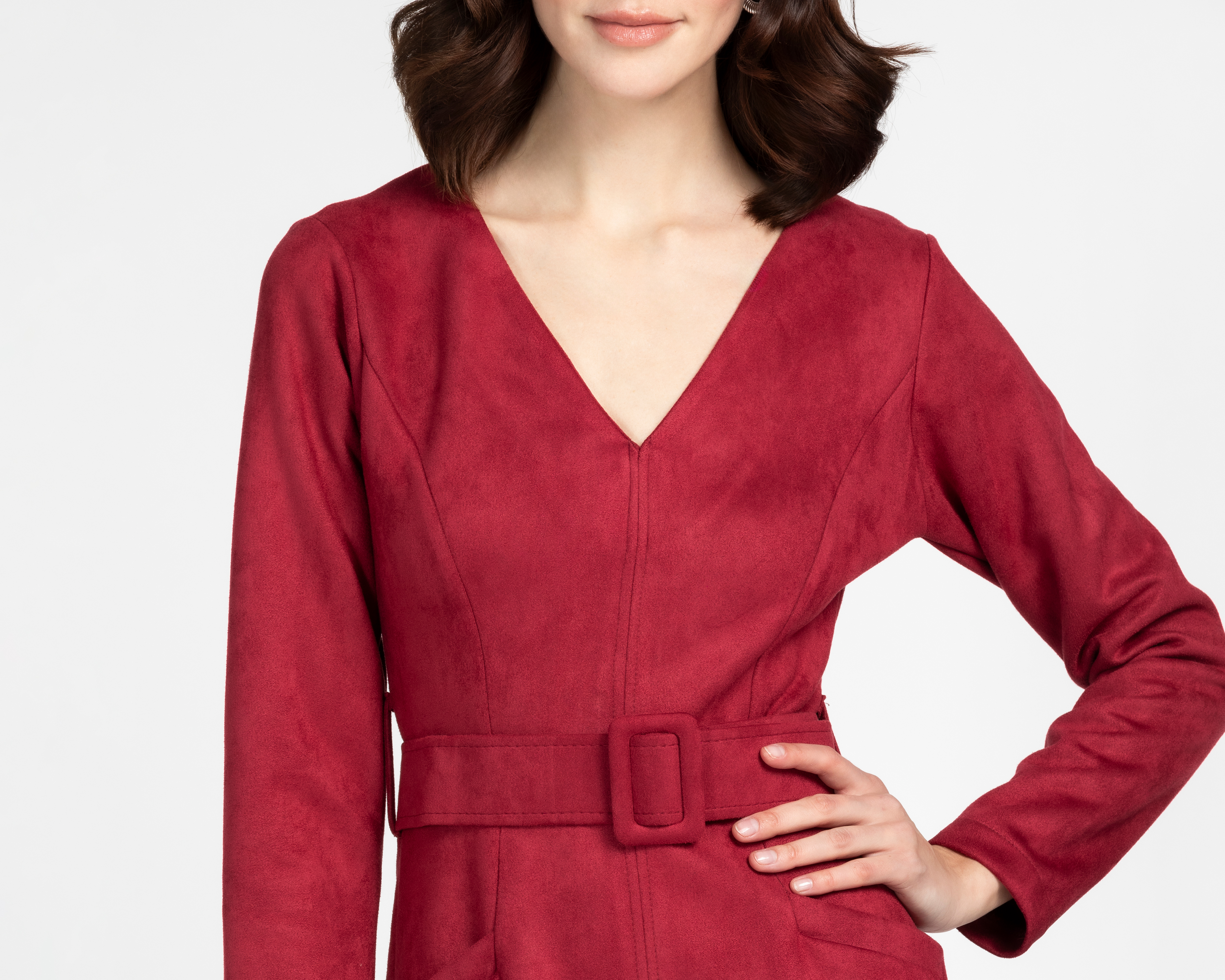 Foto 4 | Foto 4 | Vestido de Noche Bebe Rojo Cuello V Manga Larga