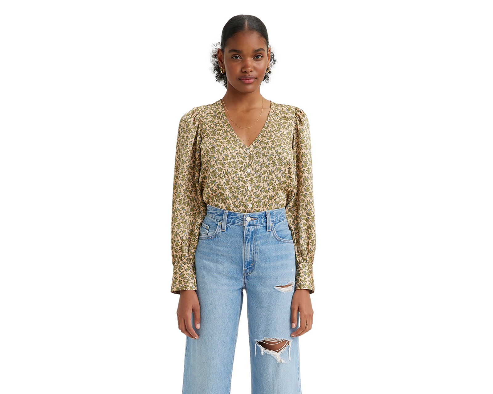 Blusa Levi's Manga Larga Floreada Cuello V