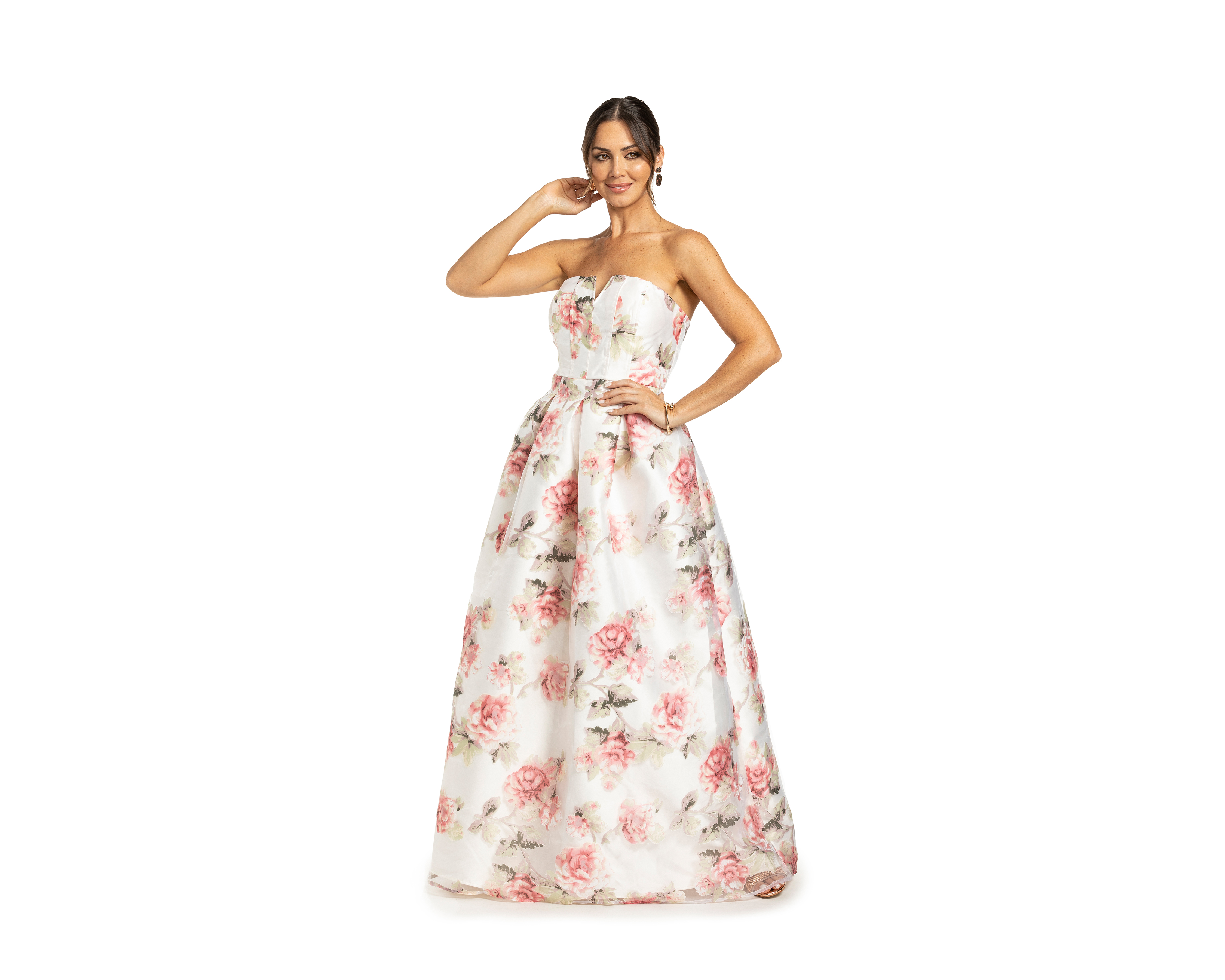 Foto 3 pulgar | Foto 2 | Vestido Minuet de Noche Estrapless con Estampado Floral