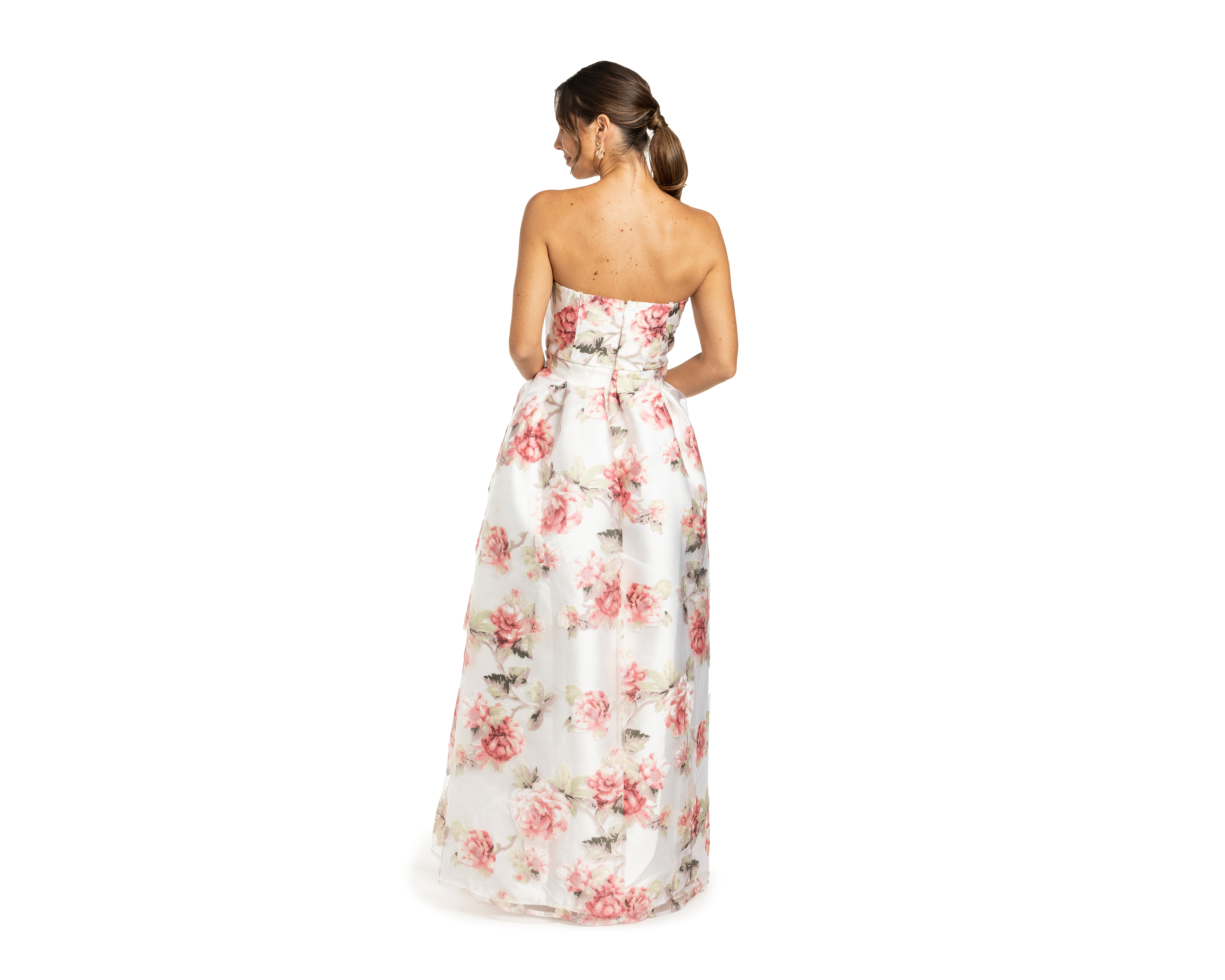 Foto 4 pulgar | Foto 3 | Vestido Minuet de Noche Estrapless con Estampado Floral