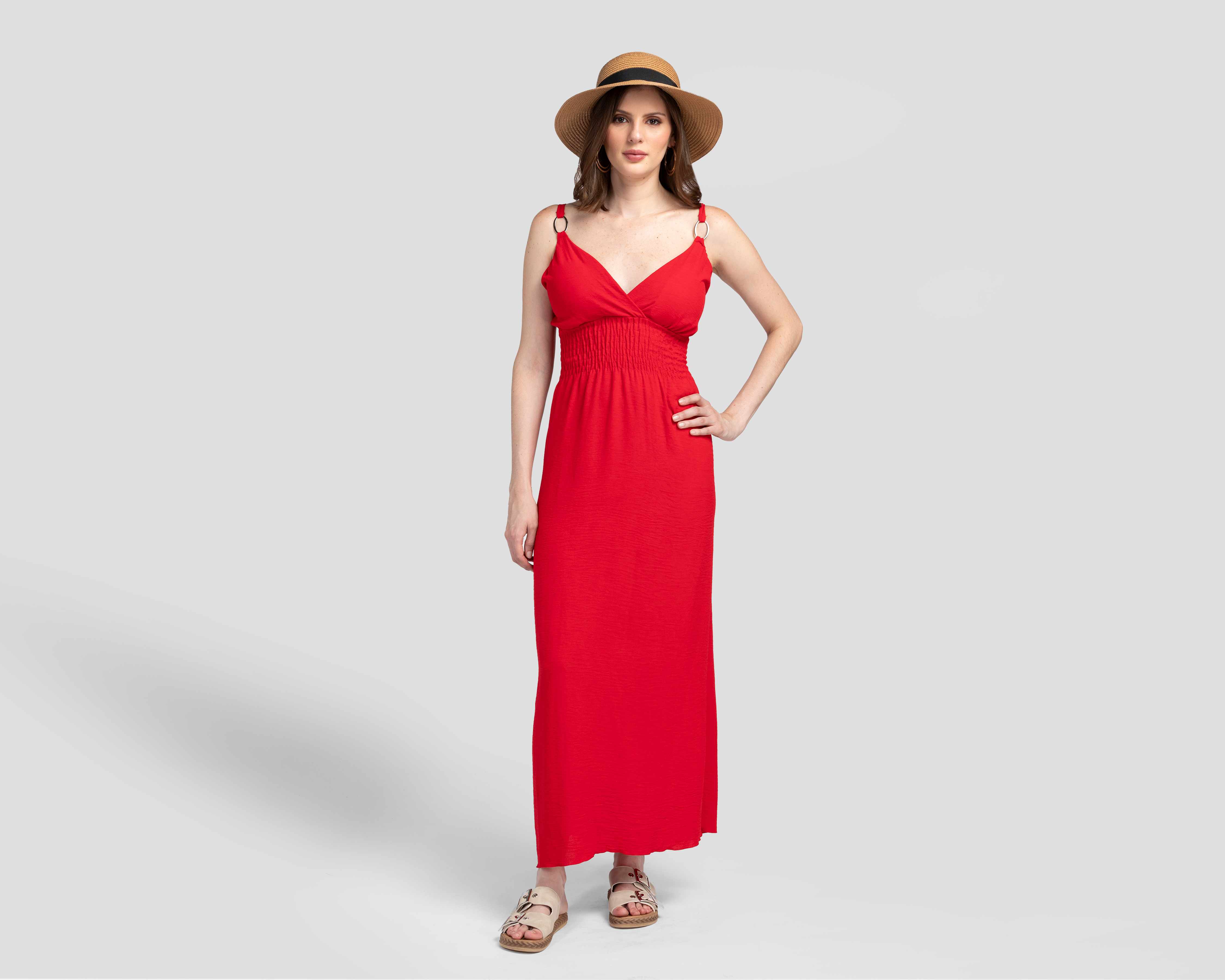 Foto 2 | Foto 2 | Vestido de Playa Sahara Rojo con Tirantes Largo para Mujer