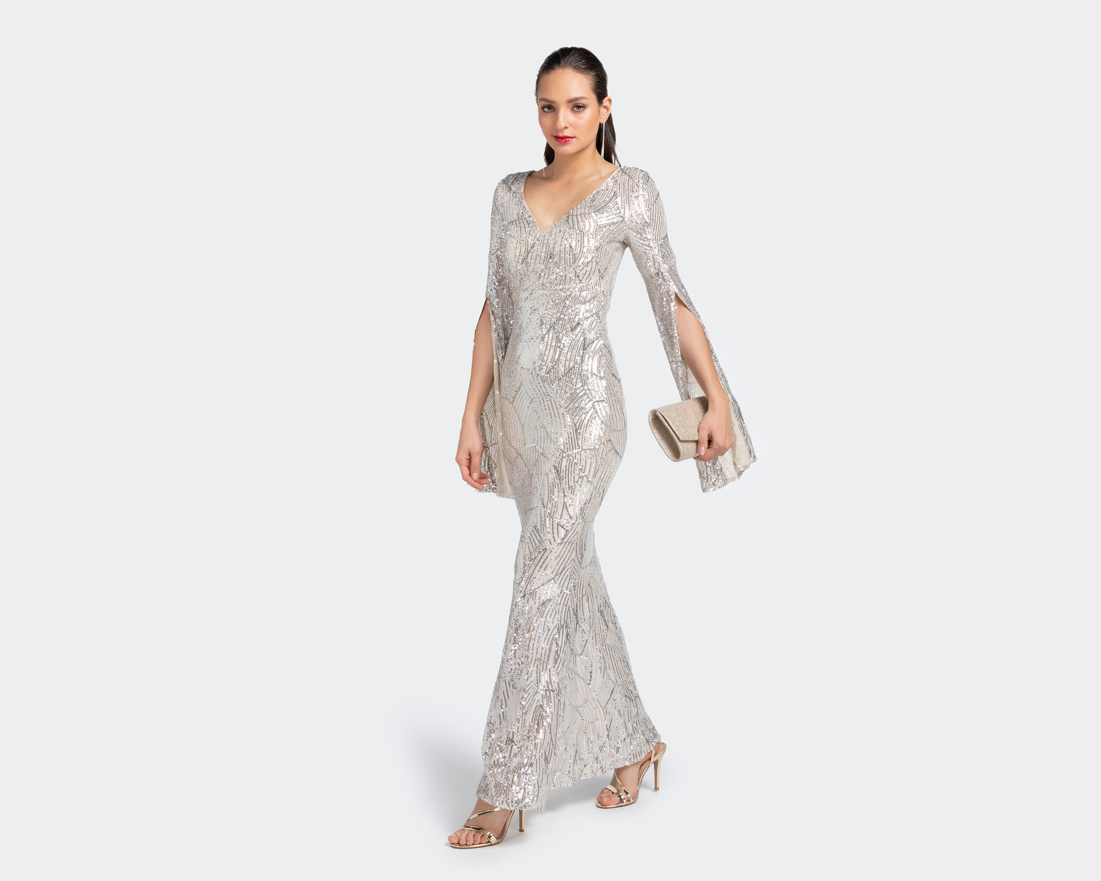 Foto 2 pulgar | Foto 1 | Vestido Meirius de Fiesta Largo Escote V