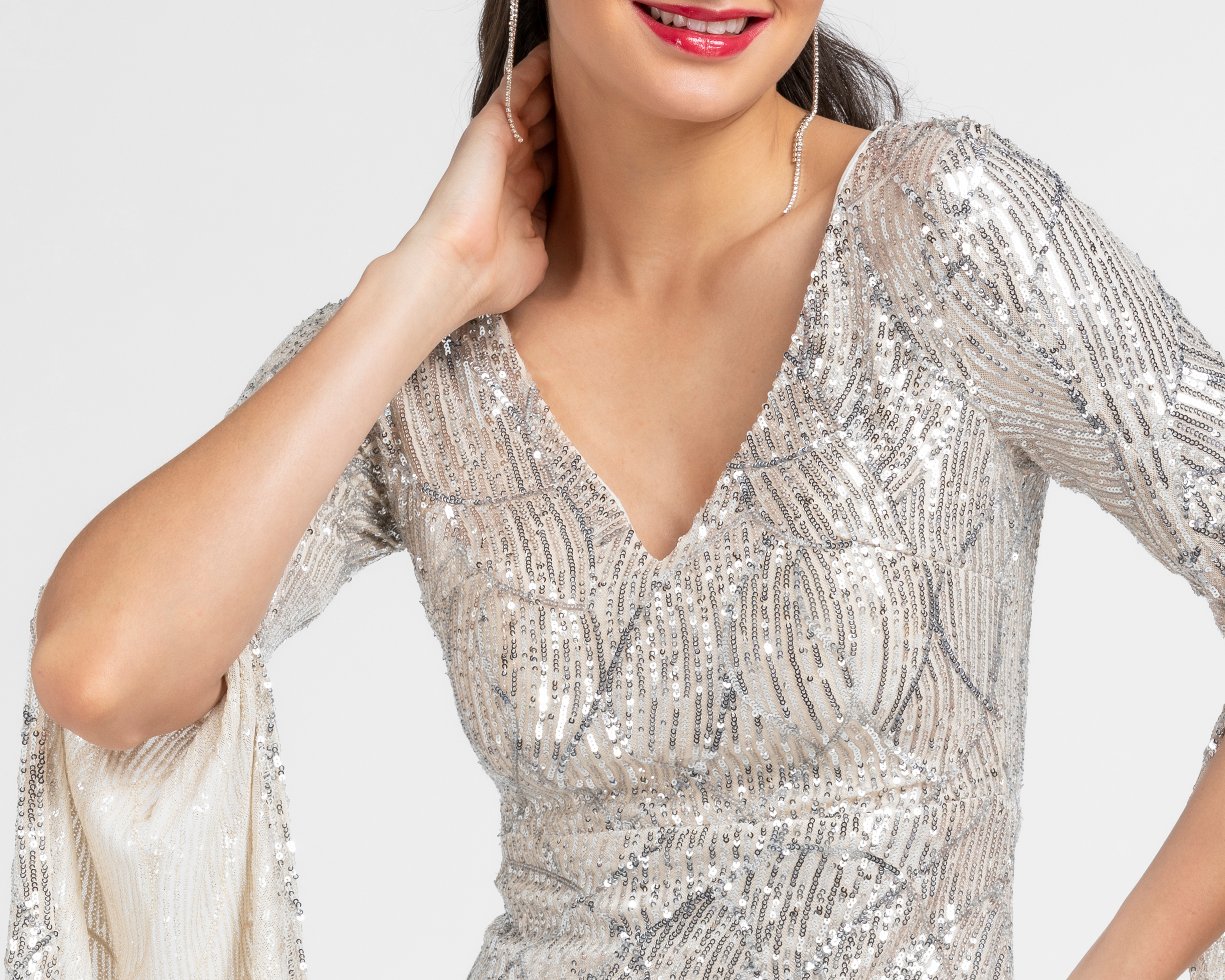 Foto 5 pulgar | Foto 4 | Vestido Meirius de Fiesta Largo Escote V