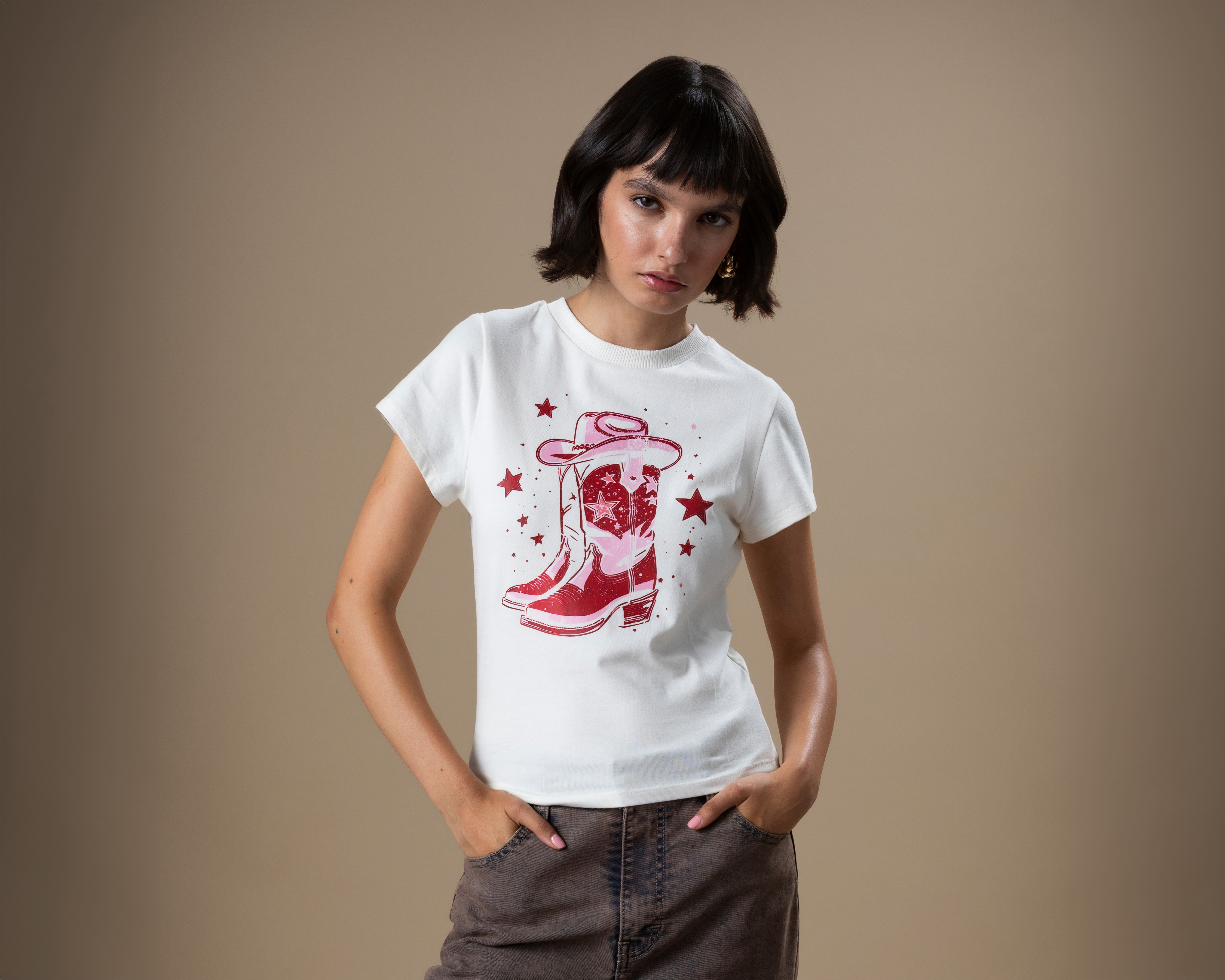 Foto 3 pulgar | Foto 2 | Playera Manga Corta Crop Cowgirl Strona para Mujer