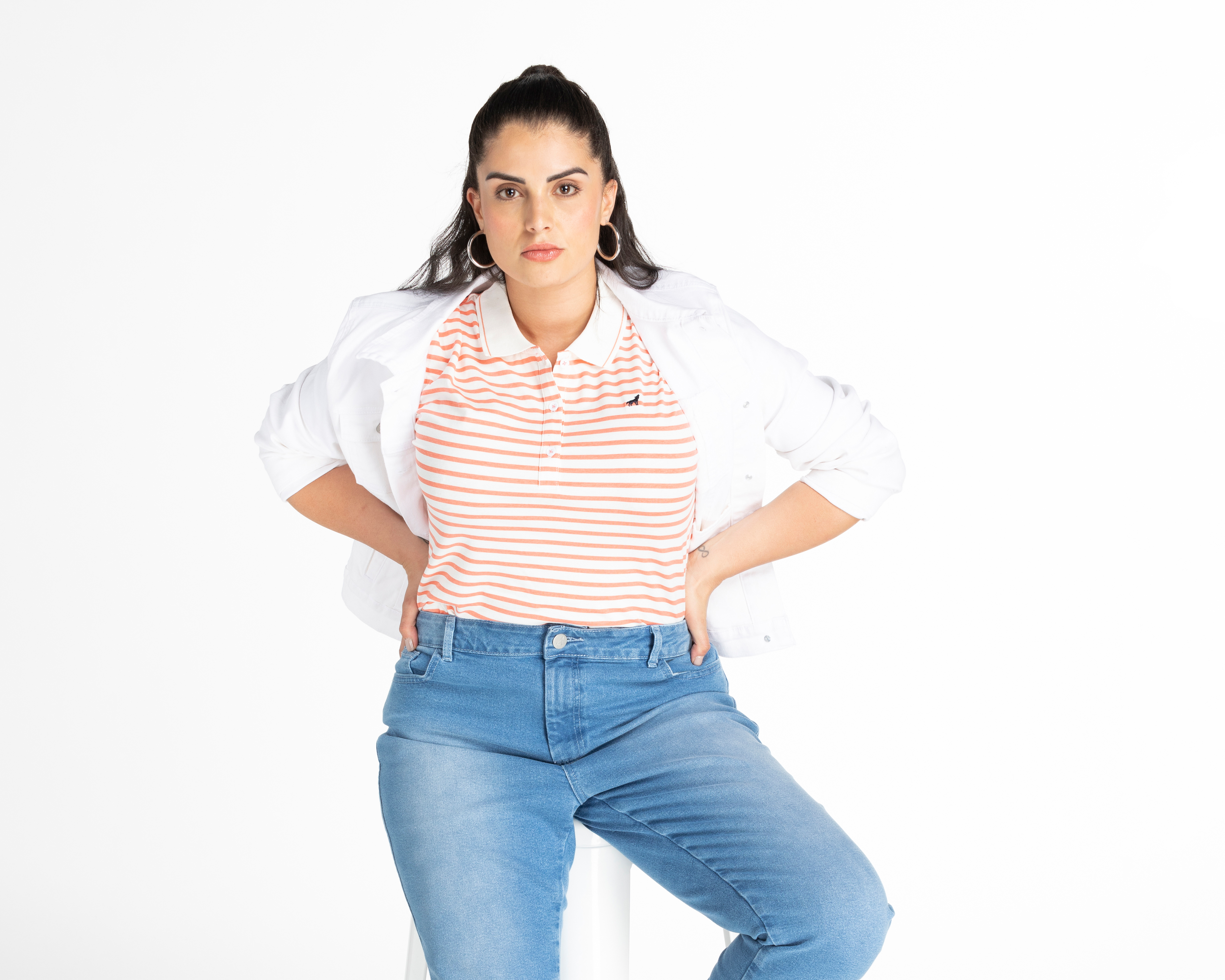 Foto 3 pulgar | Foto 2 | Playera Refill Manga Corta a Rayas