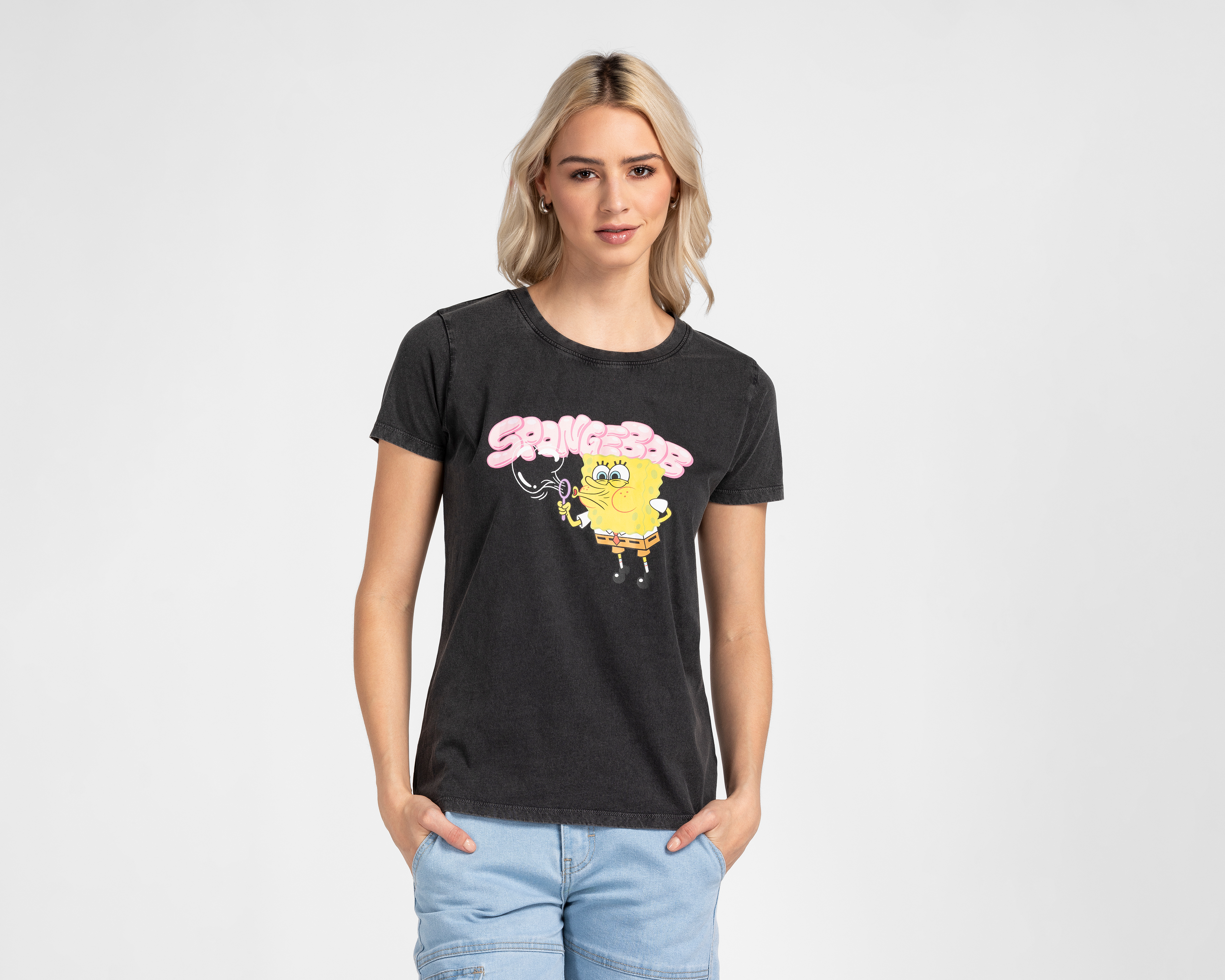 Playera Manga Corta Bob Esponja para Mujer