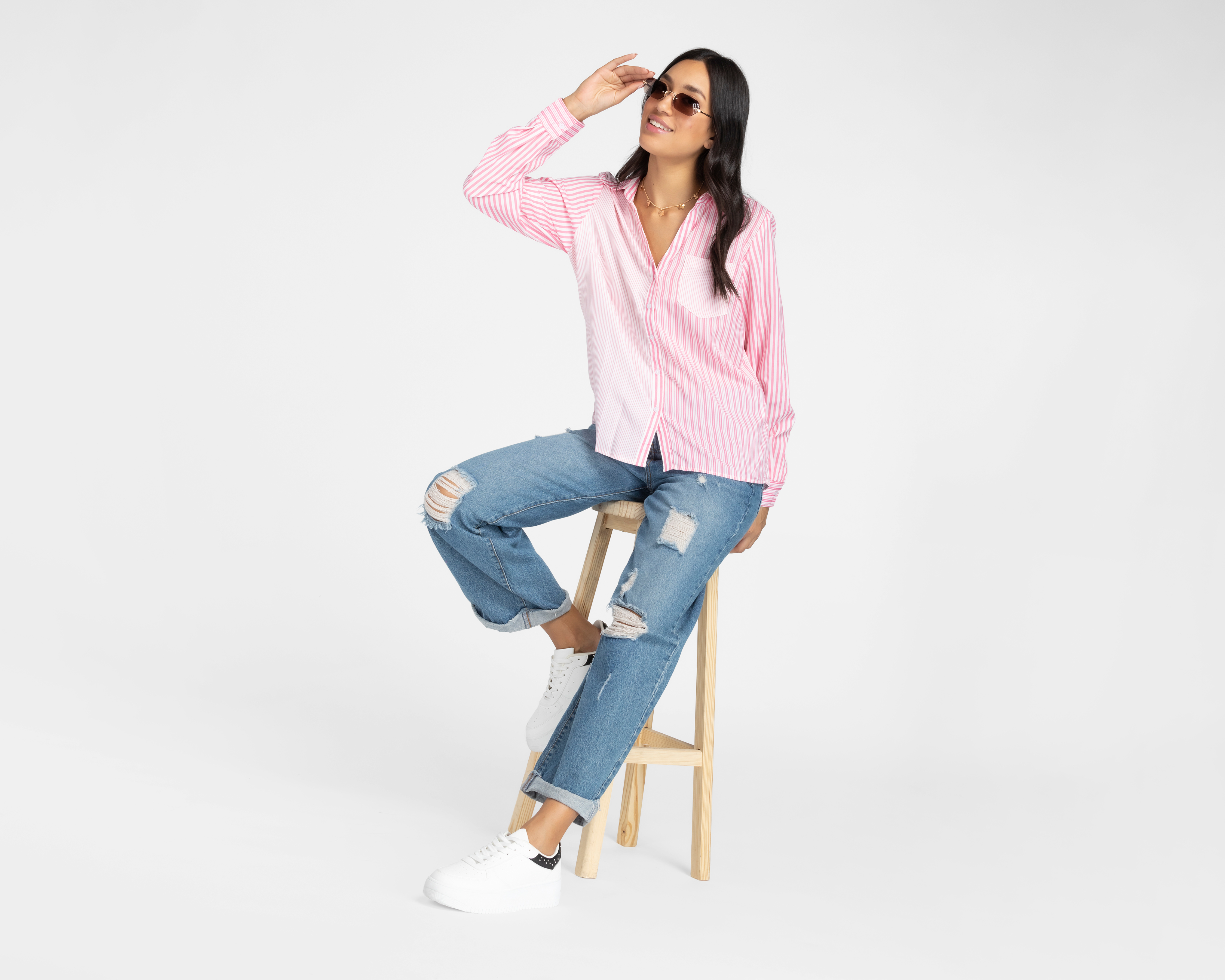 Foto 3 pulgar | Foto 2 | Blusa Refill Manga Larga a Rayas con Botones