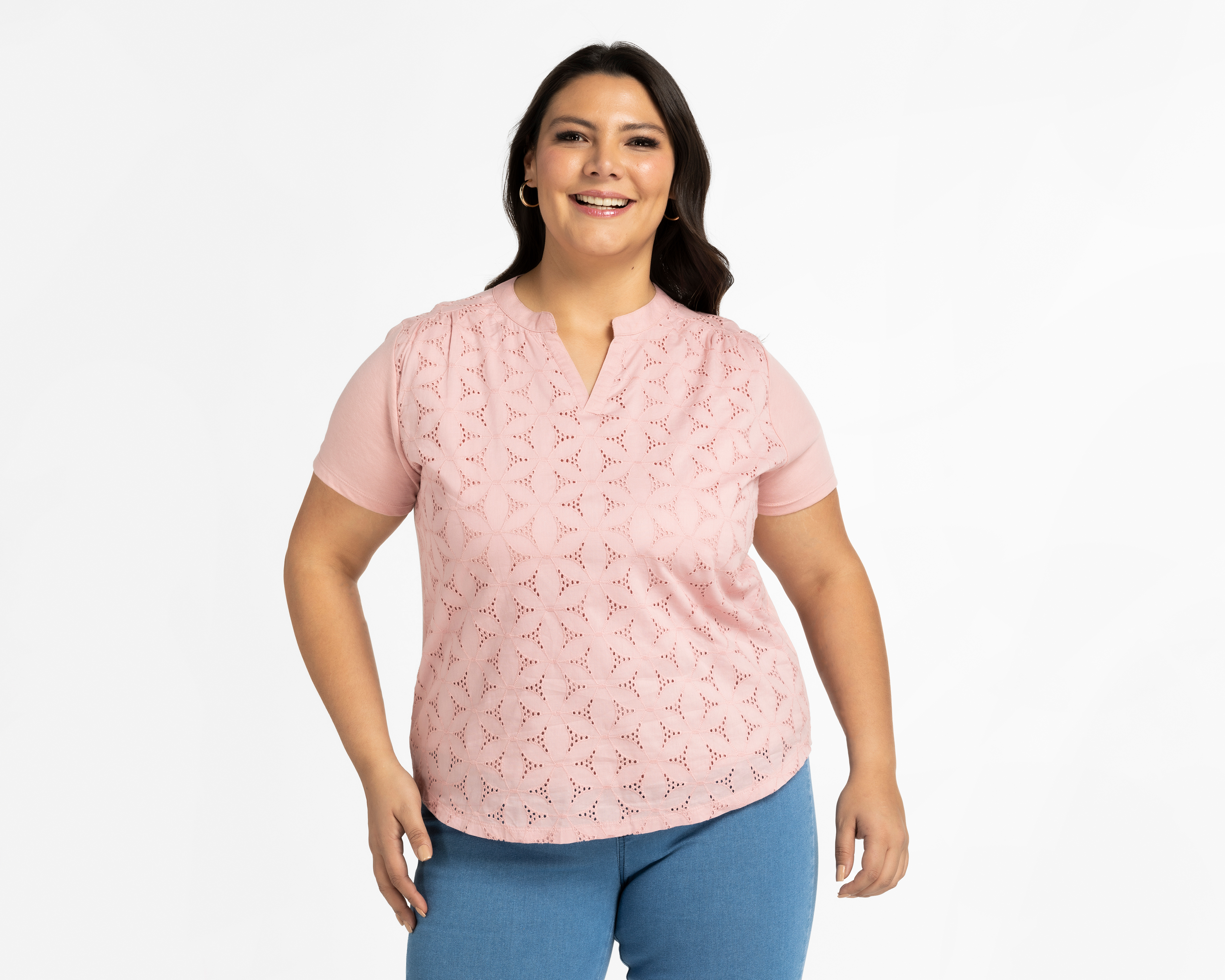 Blusa Lady Sun Manga Corta con Corte Láser