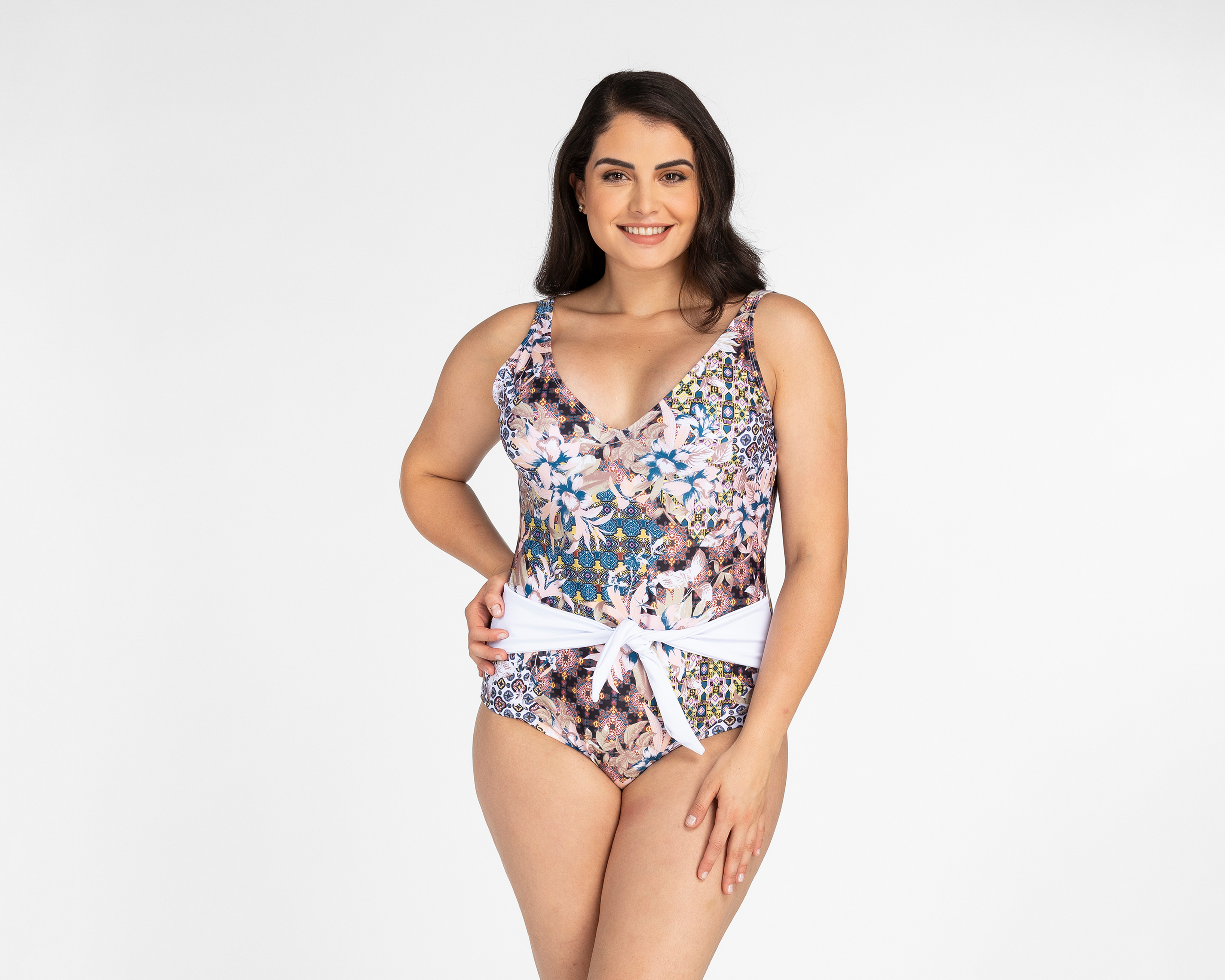 Traje de Baño Lady Sun Estampado Floral con Cinto