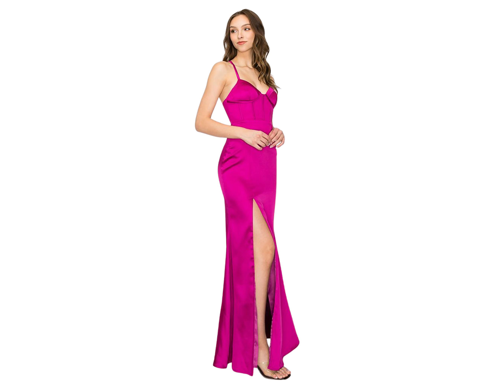 Foto 3 pulgar | Foto 2 | Vestido de Noche Minuet Rosa con Tirantes con Abertura para Mujer