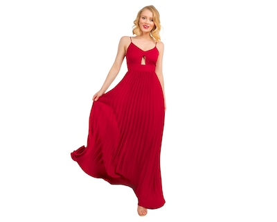 Foto 1 | Foto 1 | Vestido de Noche Minuet Rojo de Tirantes Plisado para Mujer
