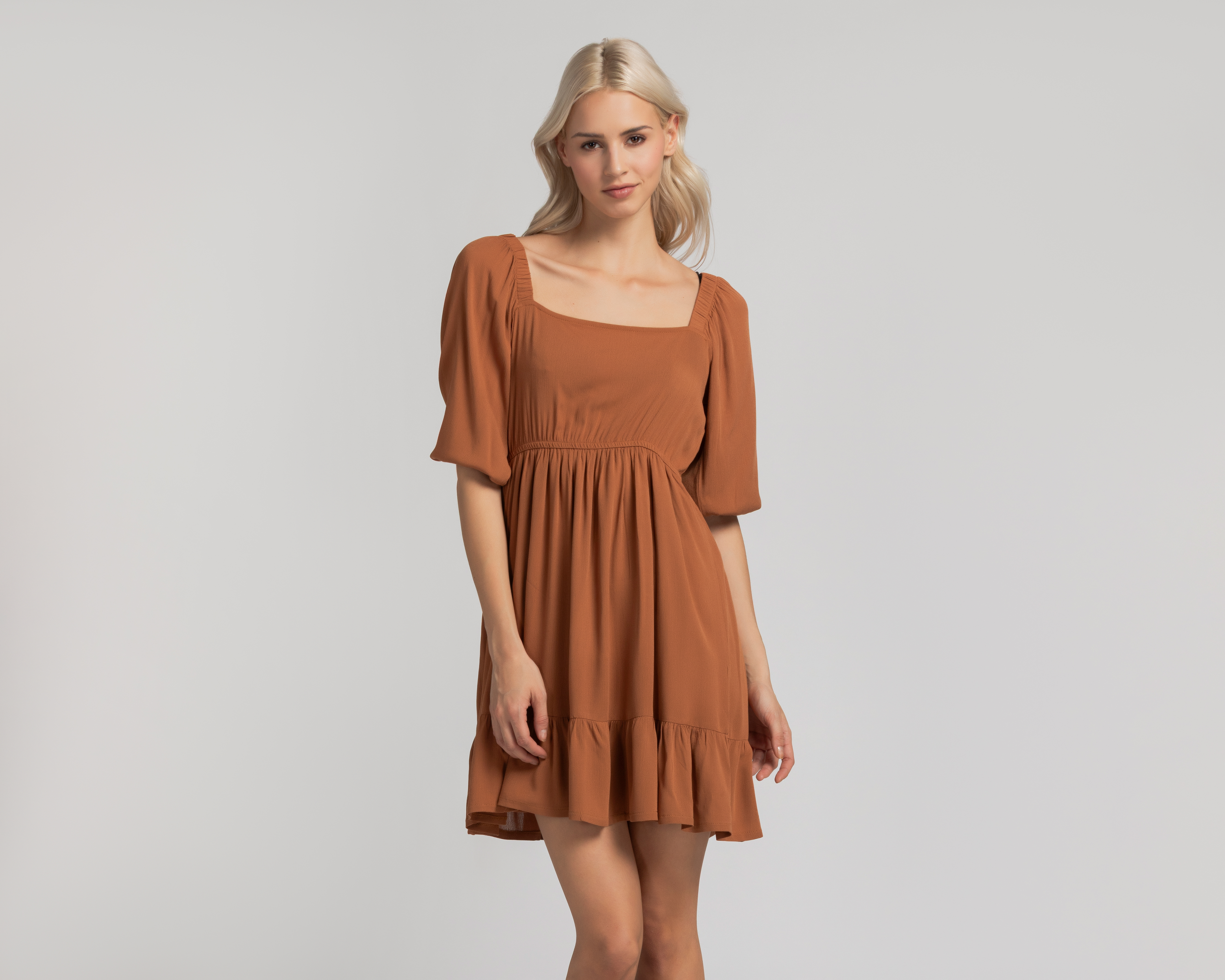 Vestido Refill Casual Café Manga 3/4