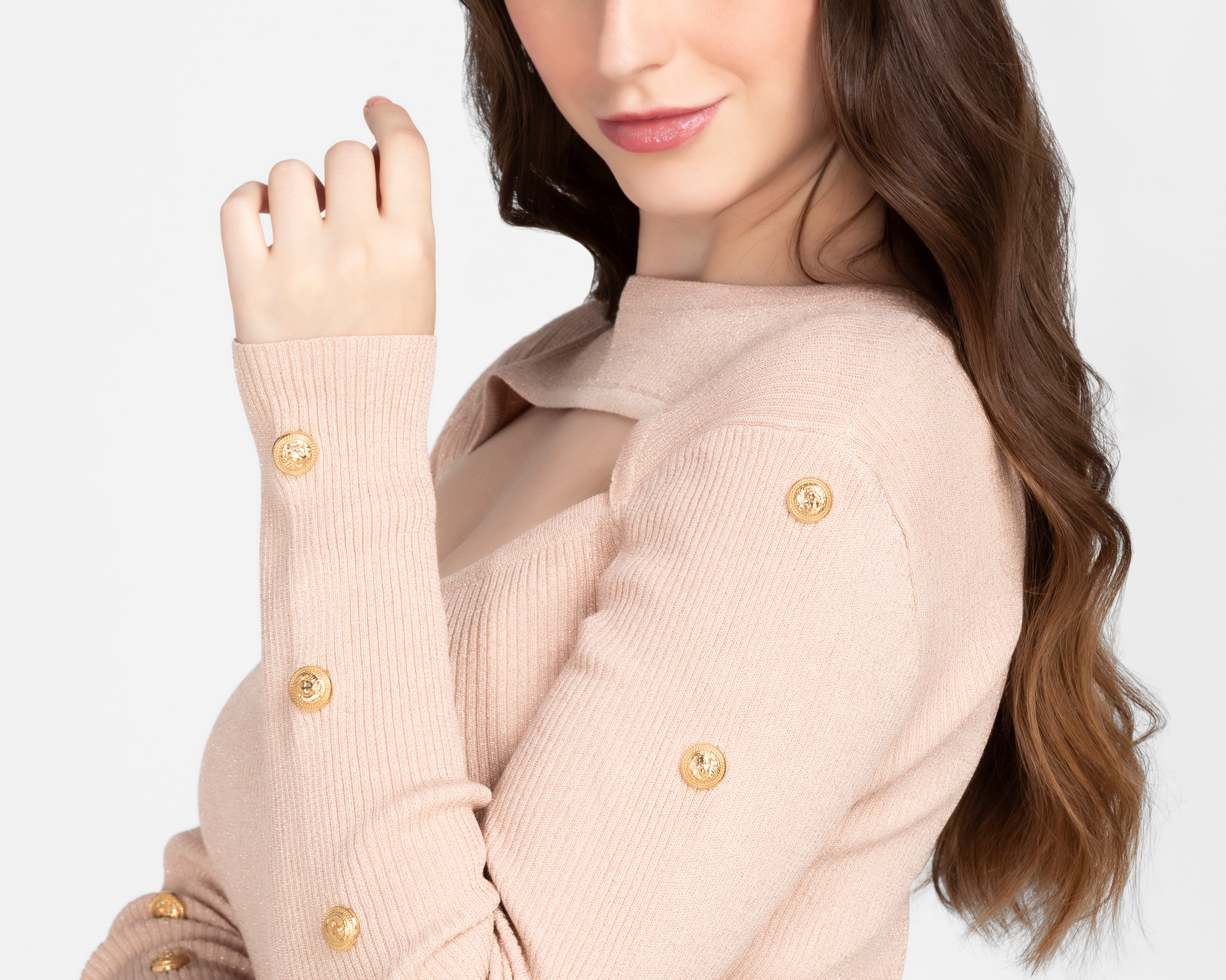 Foto 5 pulgar | Foto 4 | Vestido Casual Jennifer Lopez Rosa Manga Larga con Escote en el Pecho