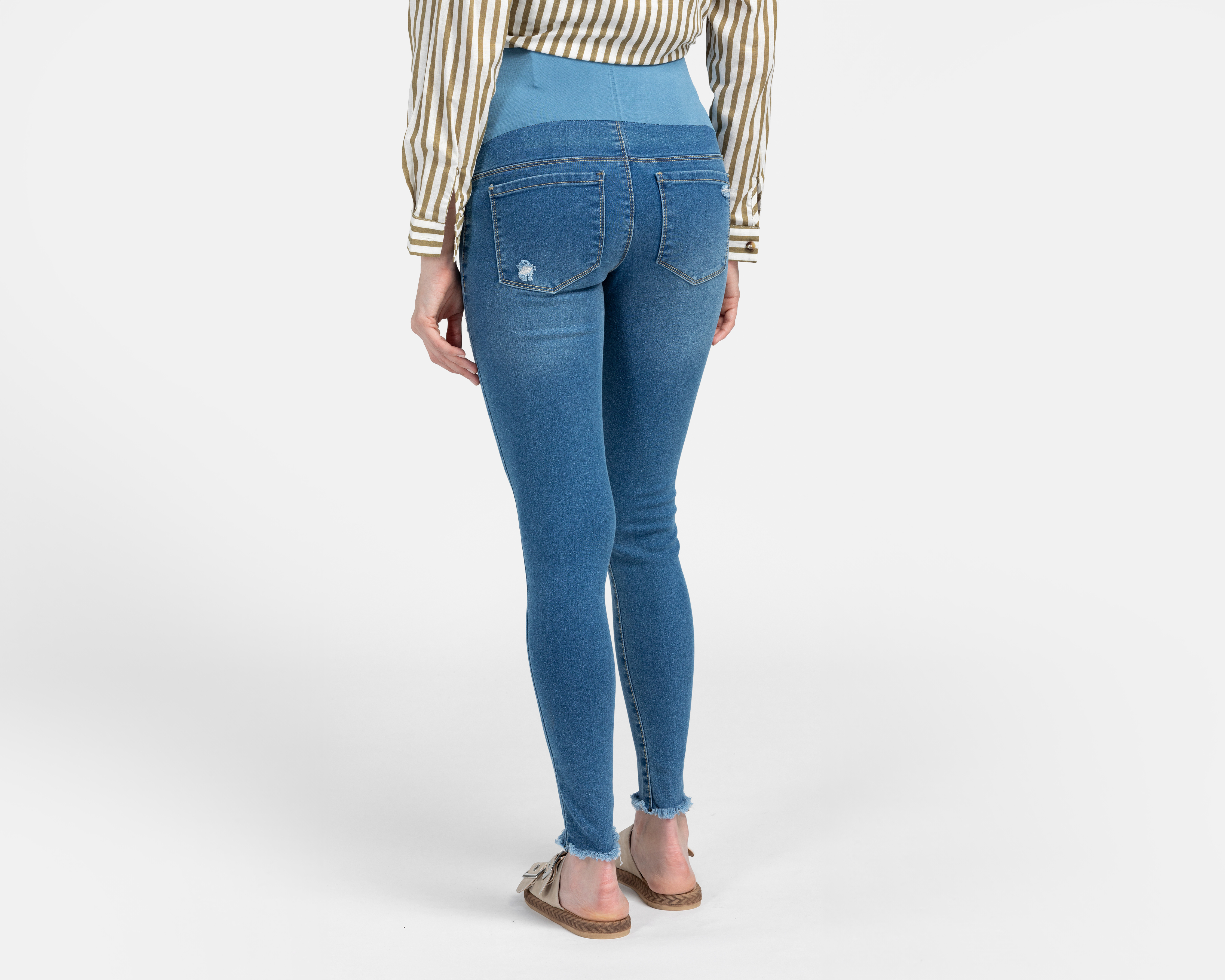 Foto 4 pulgar | Foto 3 | Pantalón de Maternidad Azul Mamá Bella