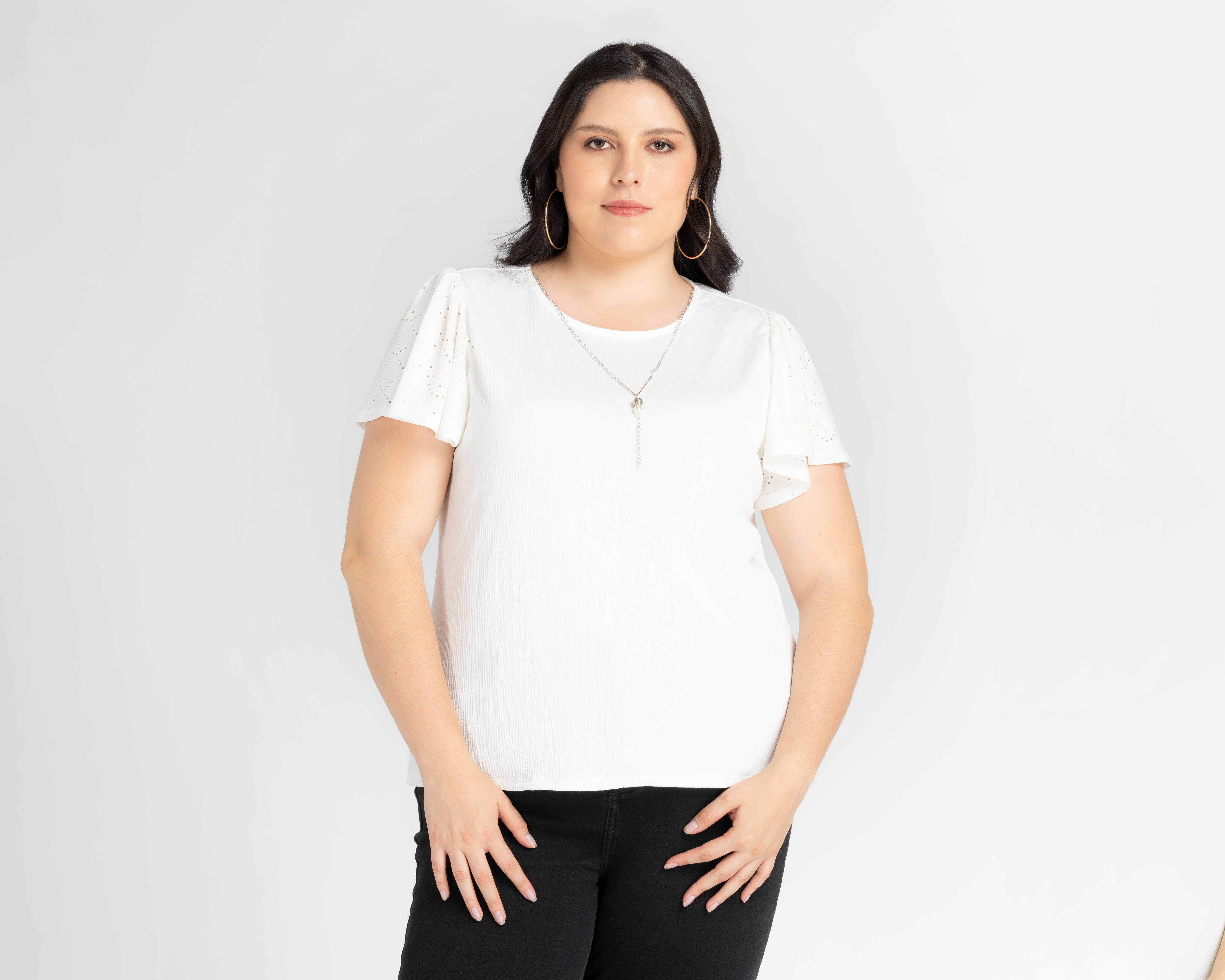 Blusa Lady Sun Manga 3/4 con Collar