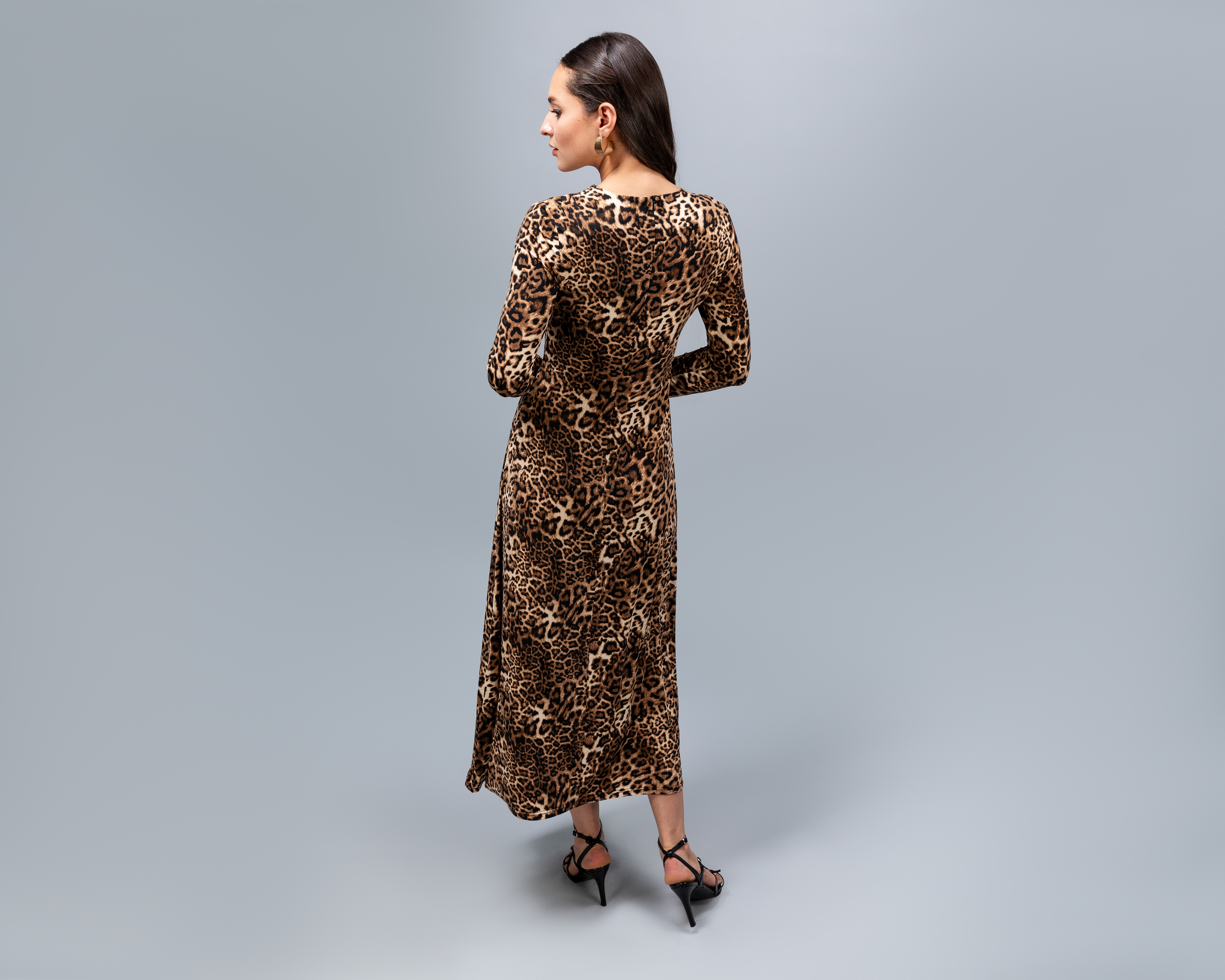 Foto 4 pulgar | Foto 3 | Vestido Casual Jennifer Lopez Manga Larga con Estampado Animal Print para Mujer