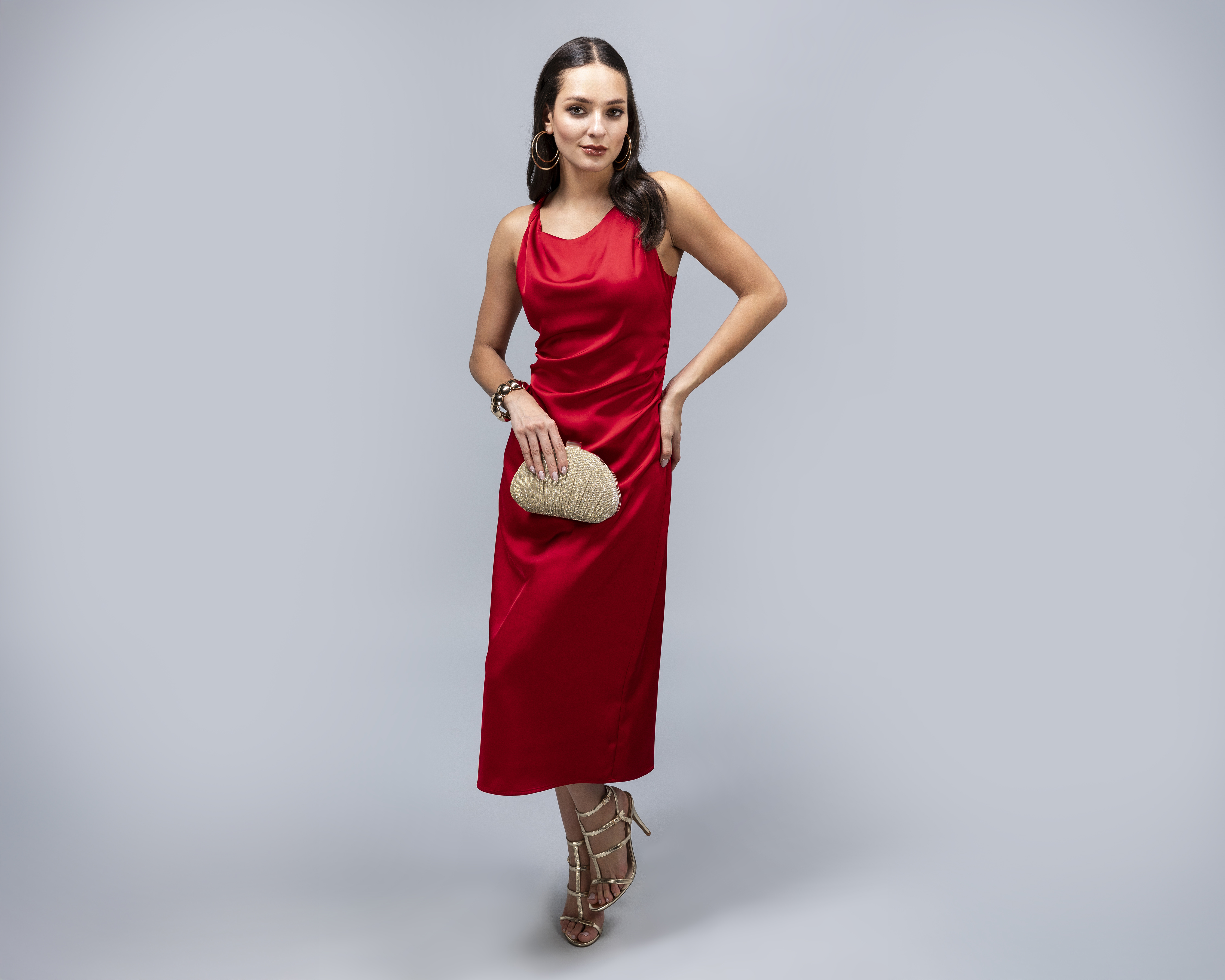 Foto 2 pulgar | Foto 1 | Vestido de Noche Jennifer Lopez Rojo Largo para Mujer